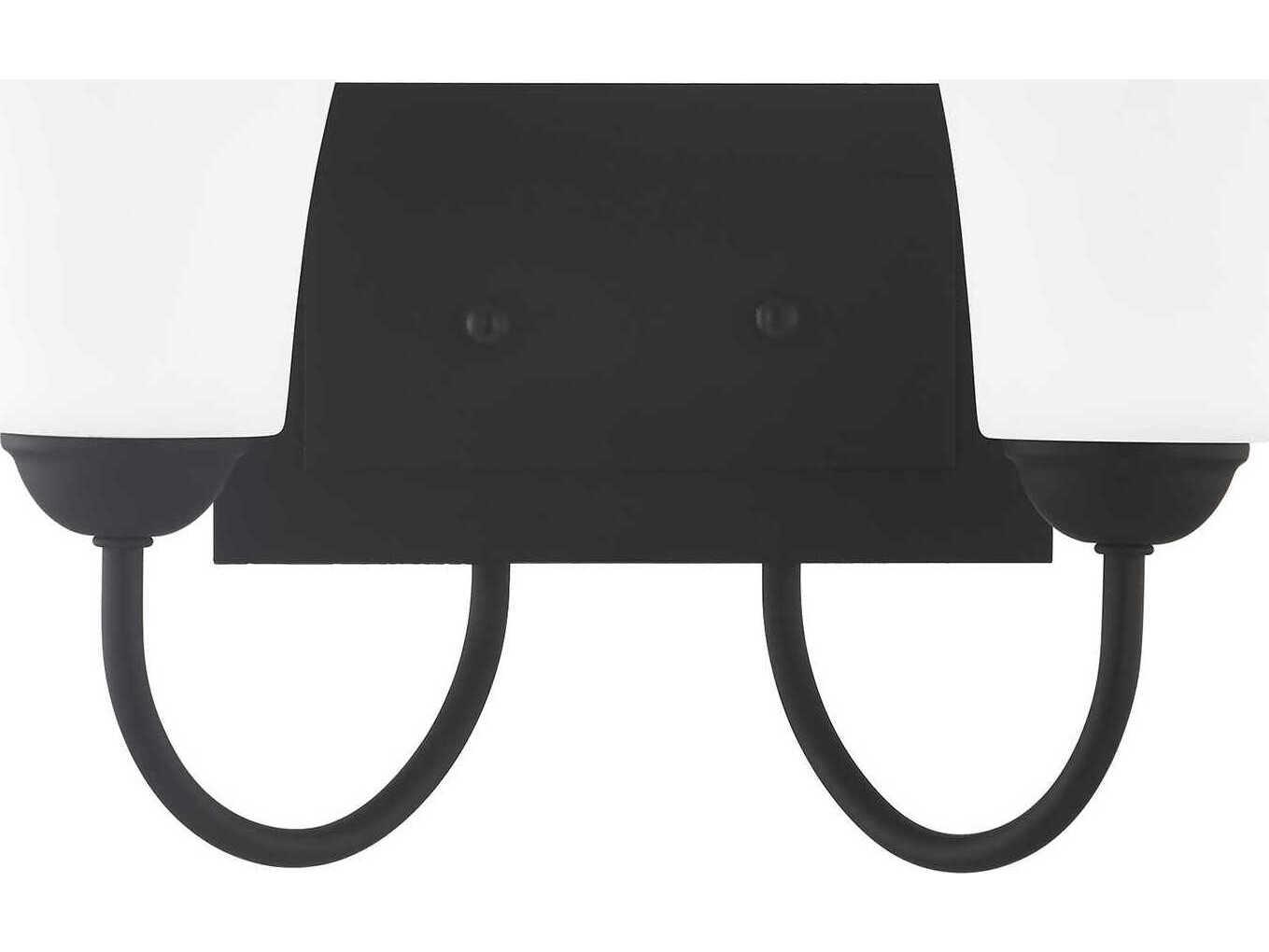 Livex Lighting Ridgedale 2-Light Black White Glass Vanity Light