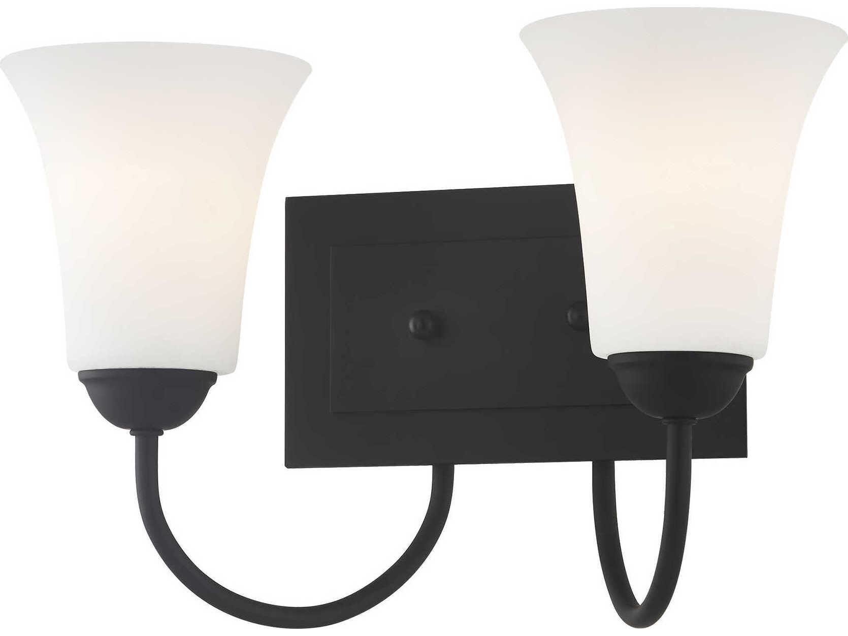 Livex Lighting Ridgedale 2-Light Black White Glass Vanity Light