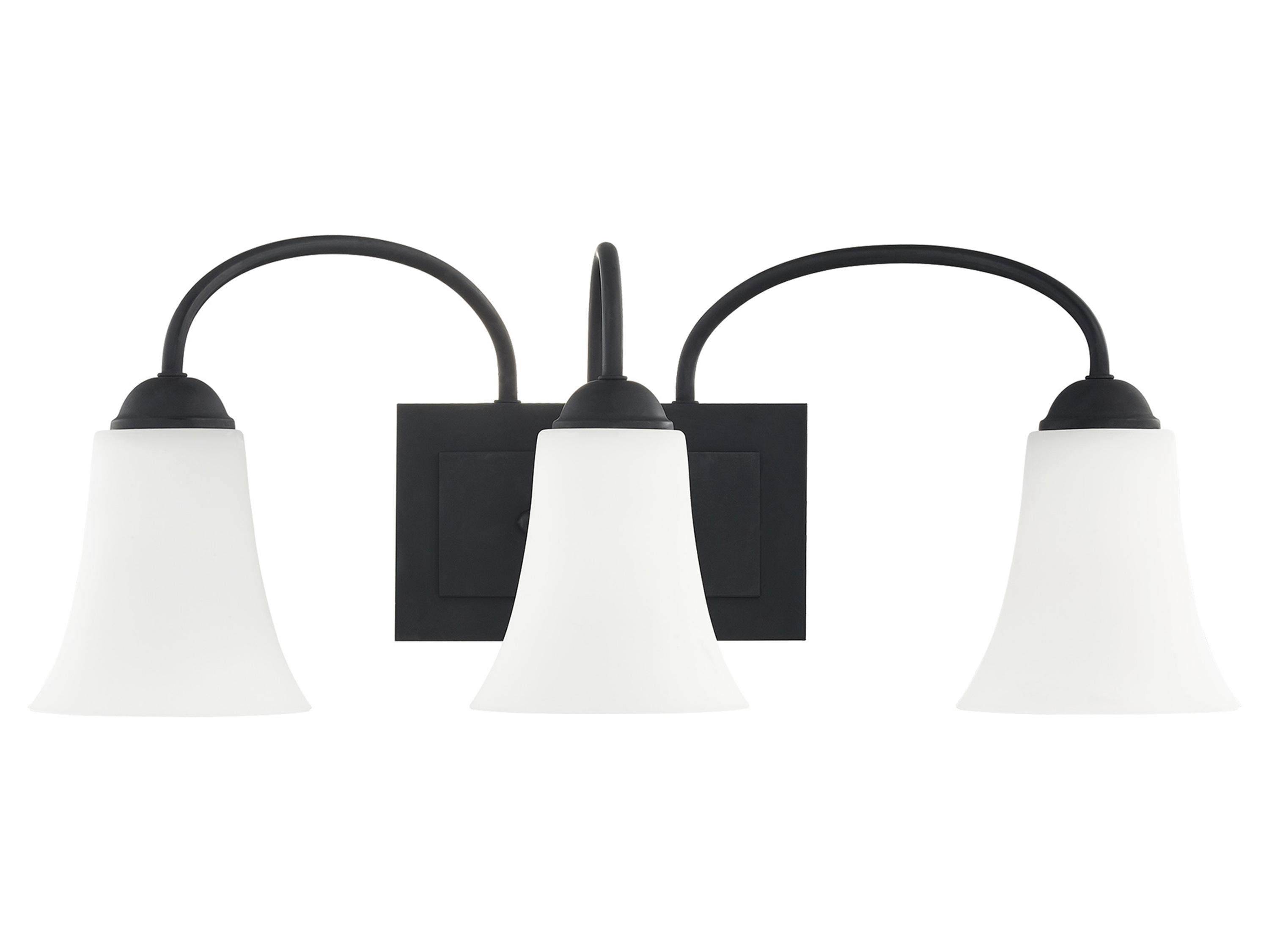 Livex Lighting Ridgedale 3-Light Black White Glass Vanity Light