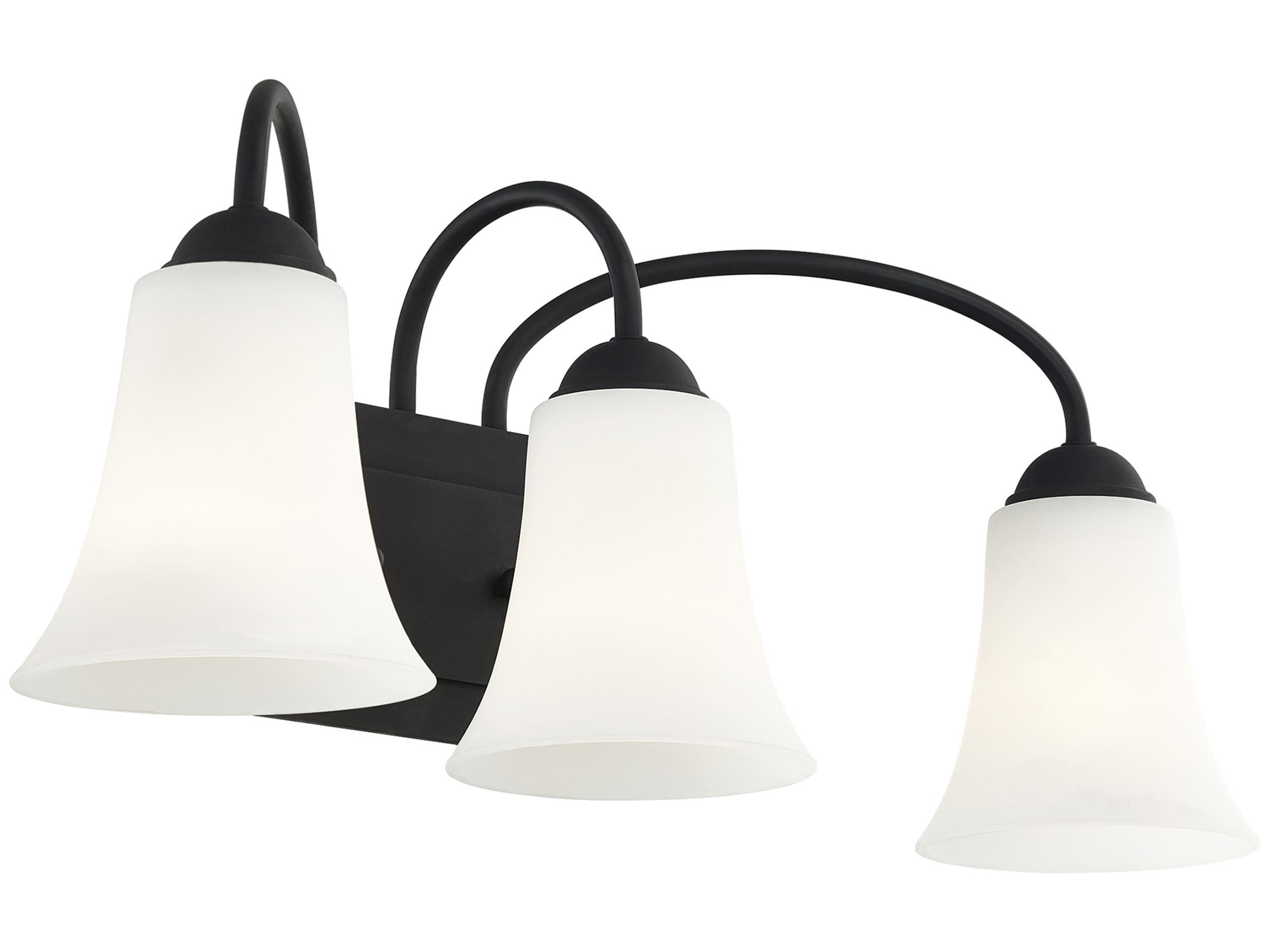 Livex Lighting Ridgedale 3-Light Black White Glass Vanity Light