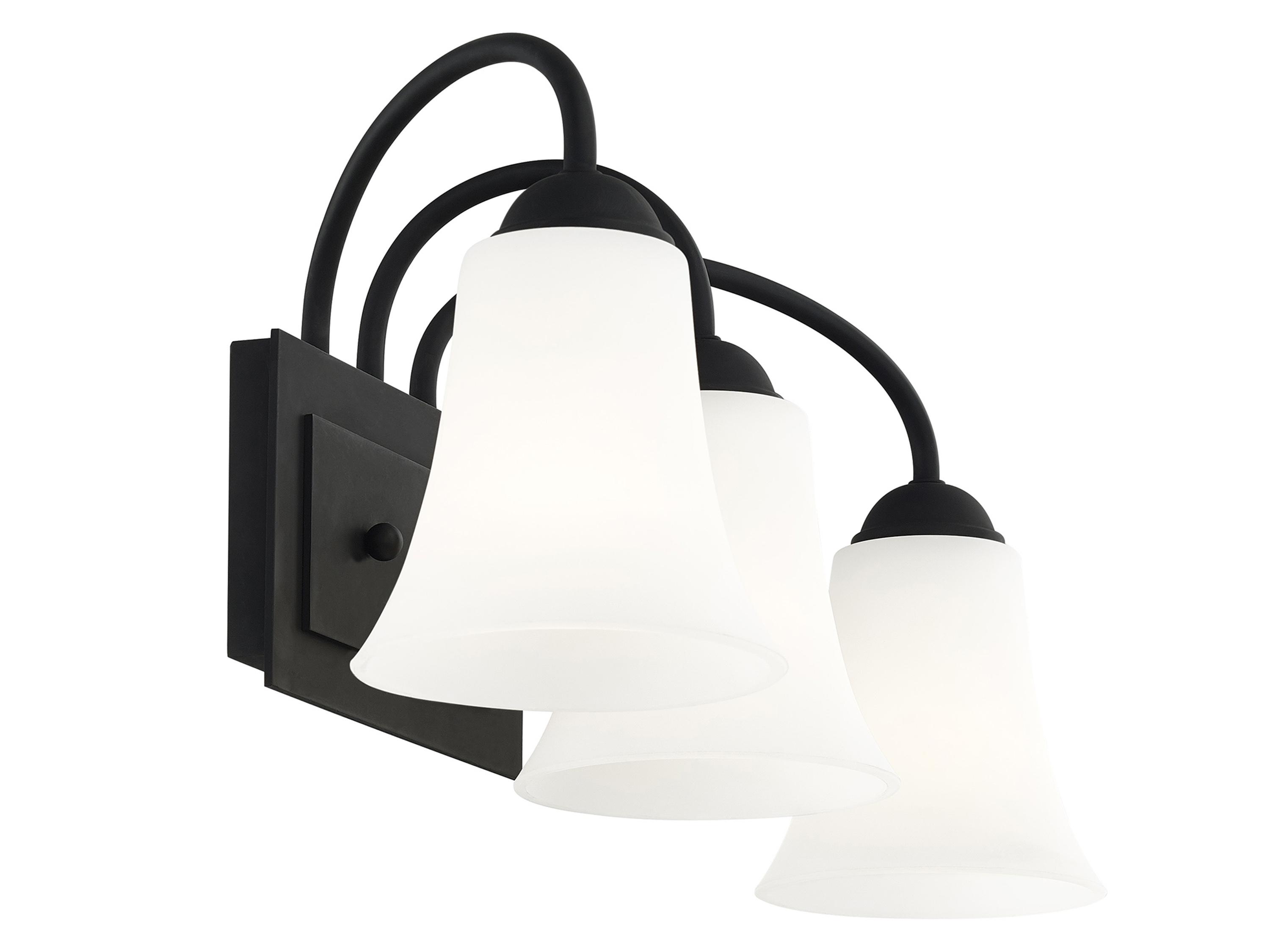 Livex Lighting Ridgedale 3-Light Black White Glass Vanity Light