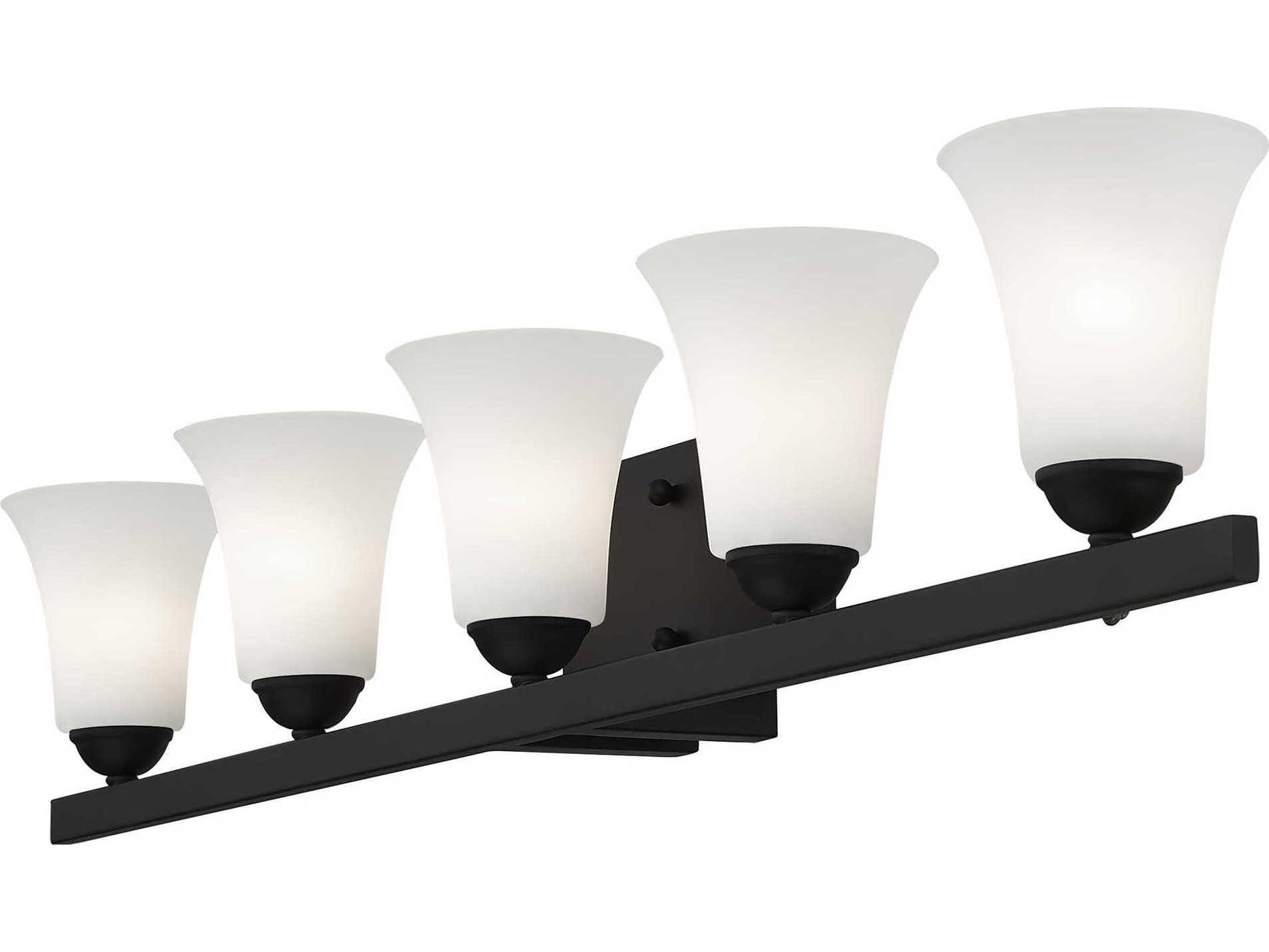 Livex Lighting Ridgedale 5-Light Black Glass Vanity Light
