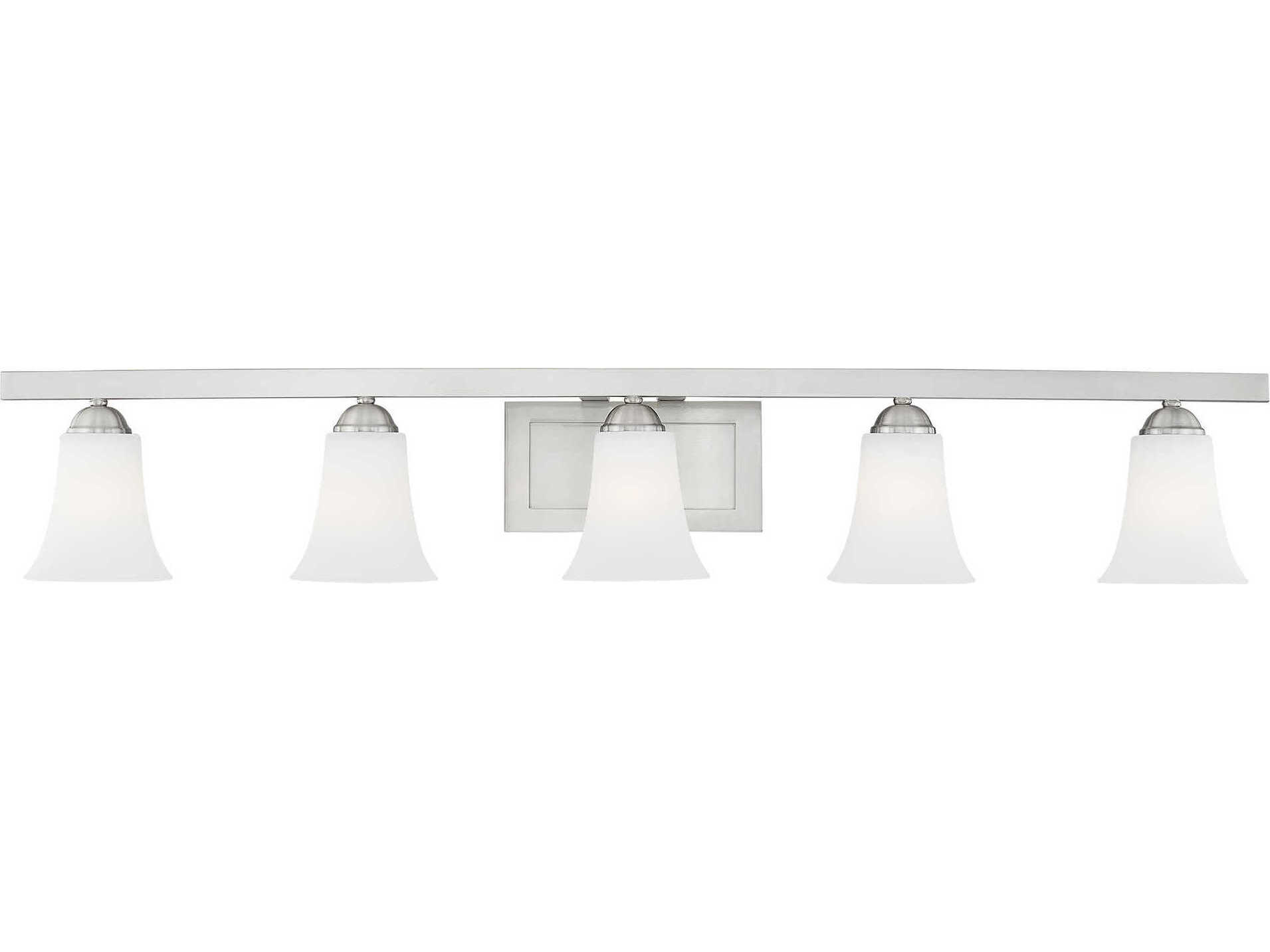Livex Lighting Ridgedale 5-Light Brushed Nickel White Glass Vanity Light