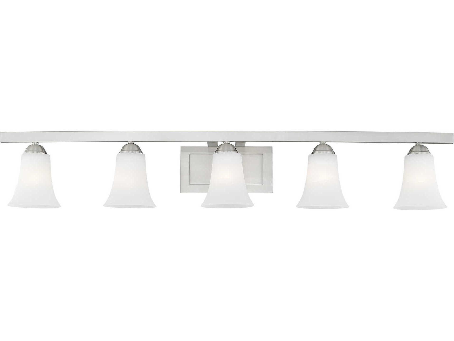 Livex Lighting Ridgedale 5-Light Brushed Nickel White Glass Vanity Light