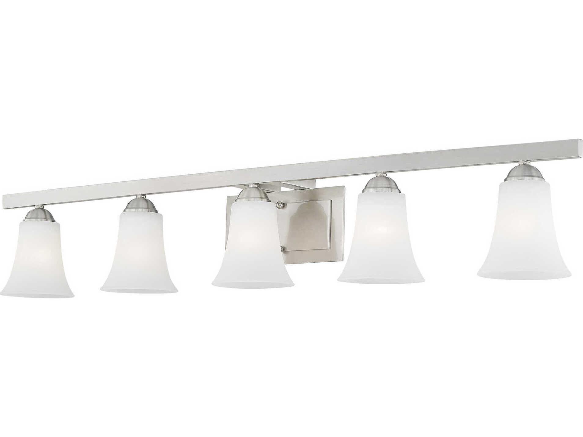 Livex Lighting Ridgedale 5-Light Brushed Nickel White Glass Vanity Light