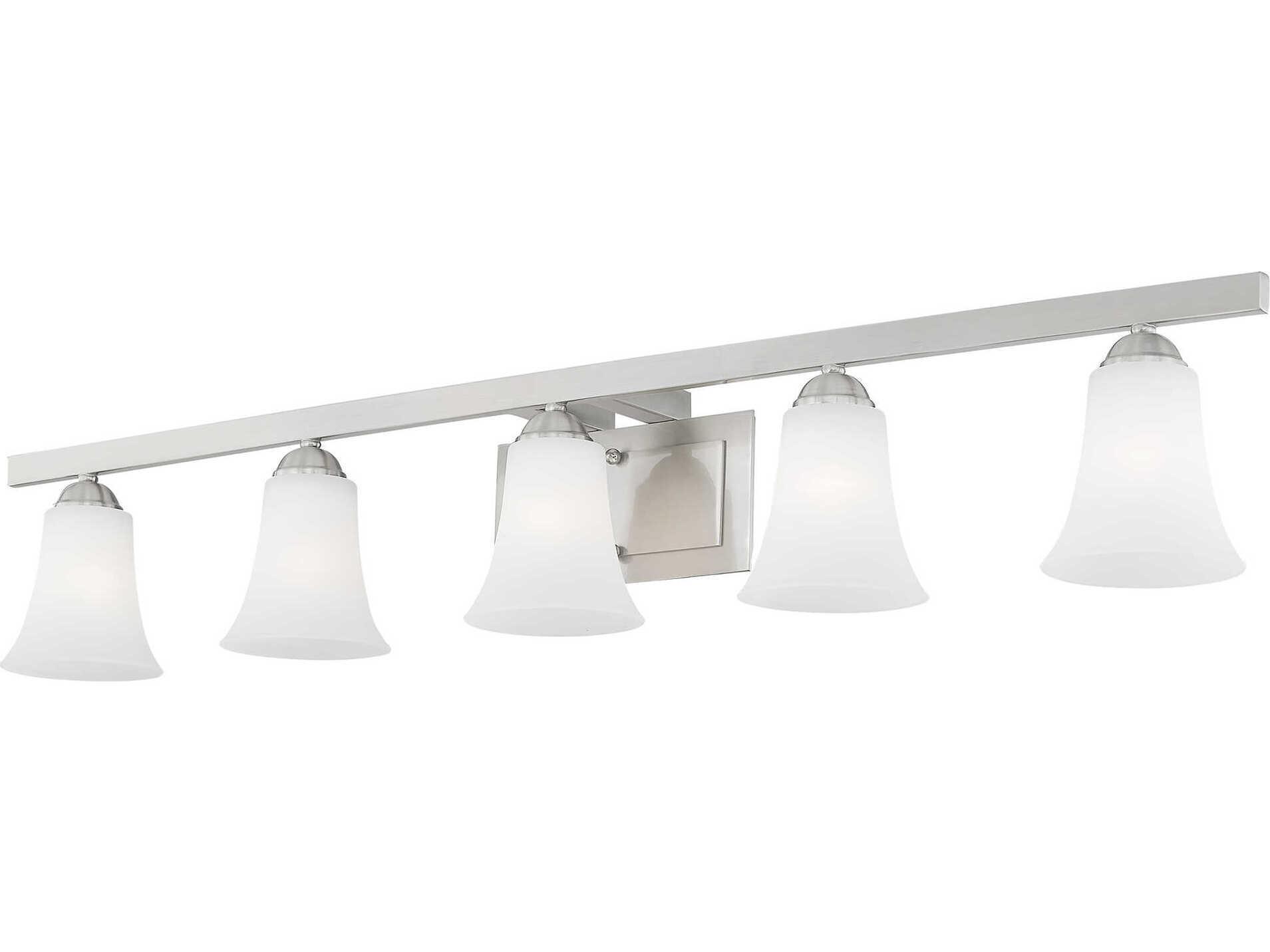 Livex Lighting Ridgedale 5-Light Brushed Nickel White Glass Vanity Light