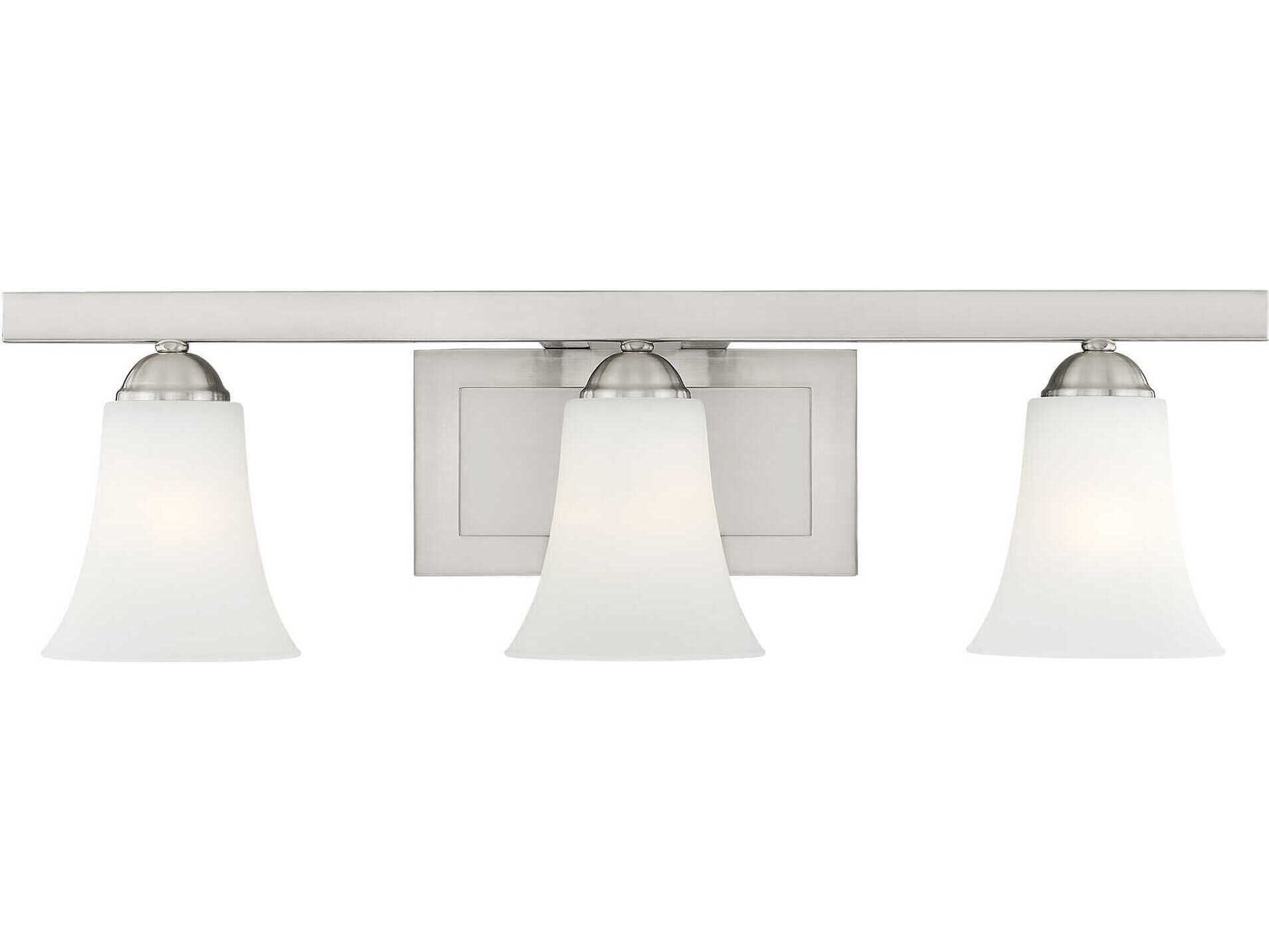 Livex Lighting Ridgedale 3-Light Brushed Nickel White Glass Vanity Light