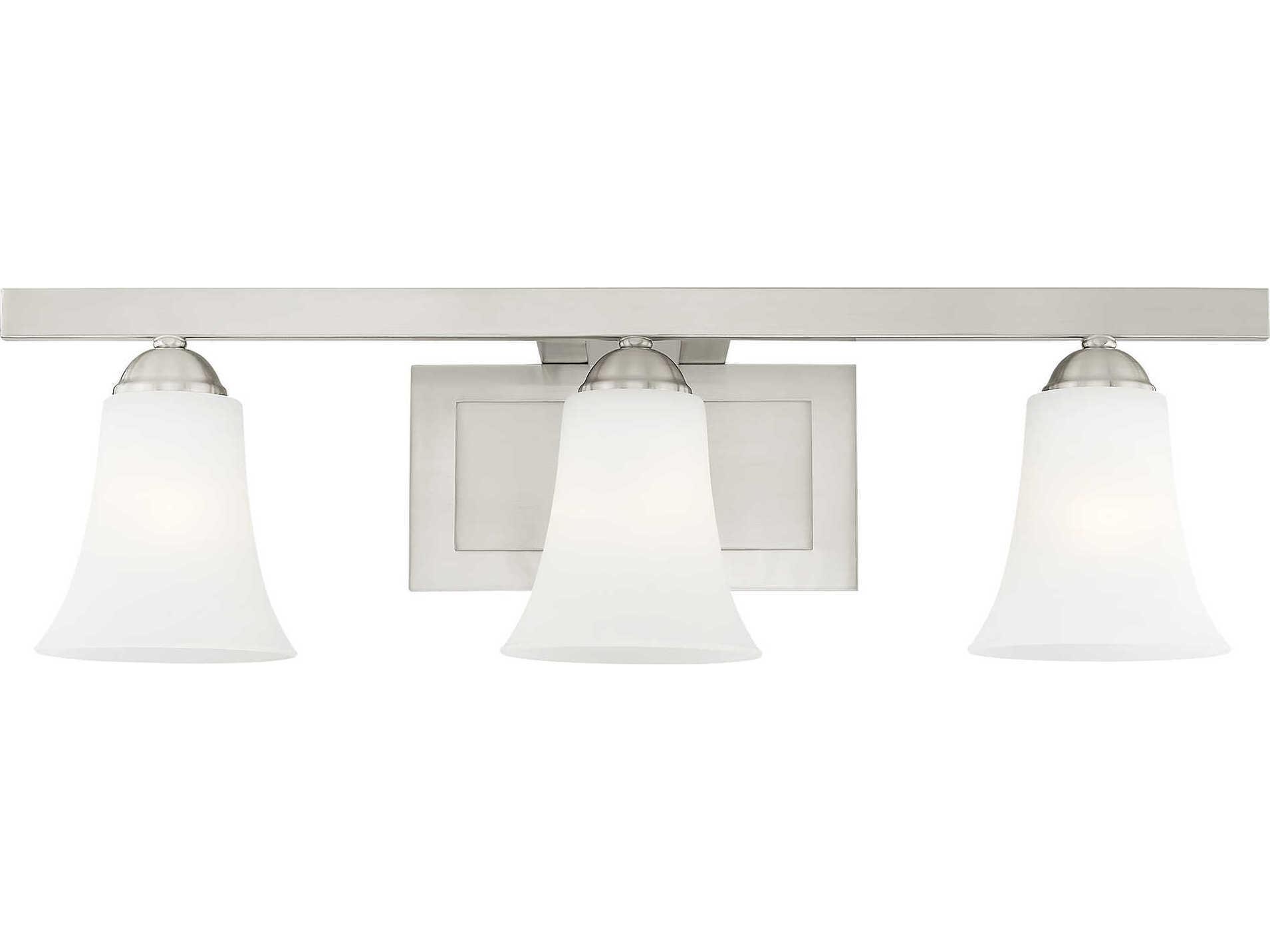 Livex Lighting Ridgedale 3-Light Brushed Nickel White Glass Vanity Light