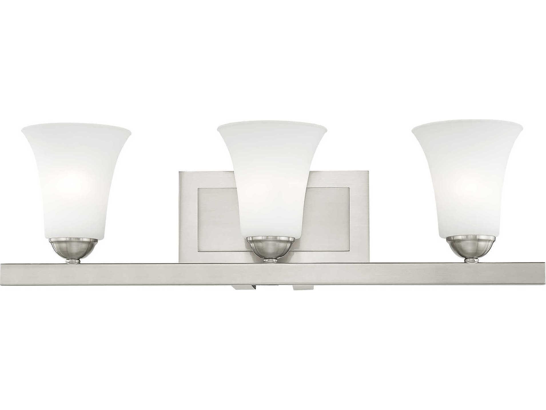 Livex Lighting Ridgedale 3-Light Brushed Nickel White Glass Vanity Light
