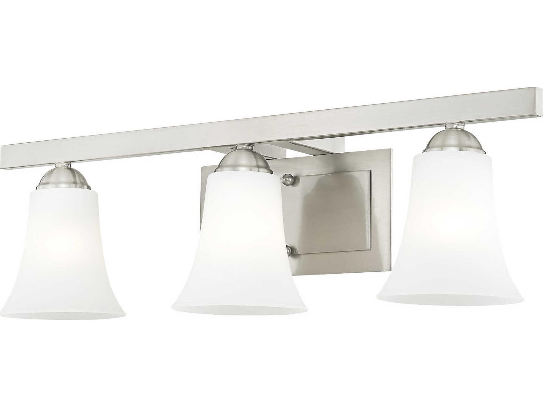 Livex Lighting Ridgedale 3-Light Brushed Nickel White Glass Vanity Light