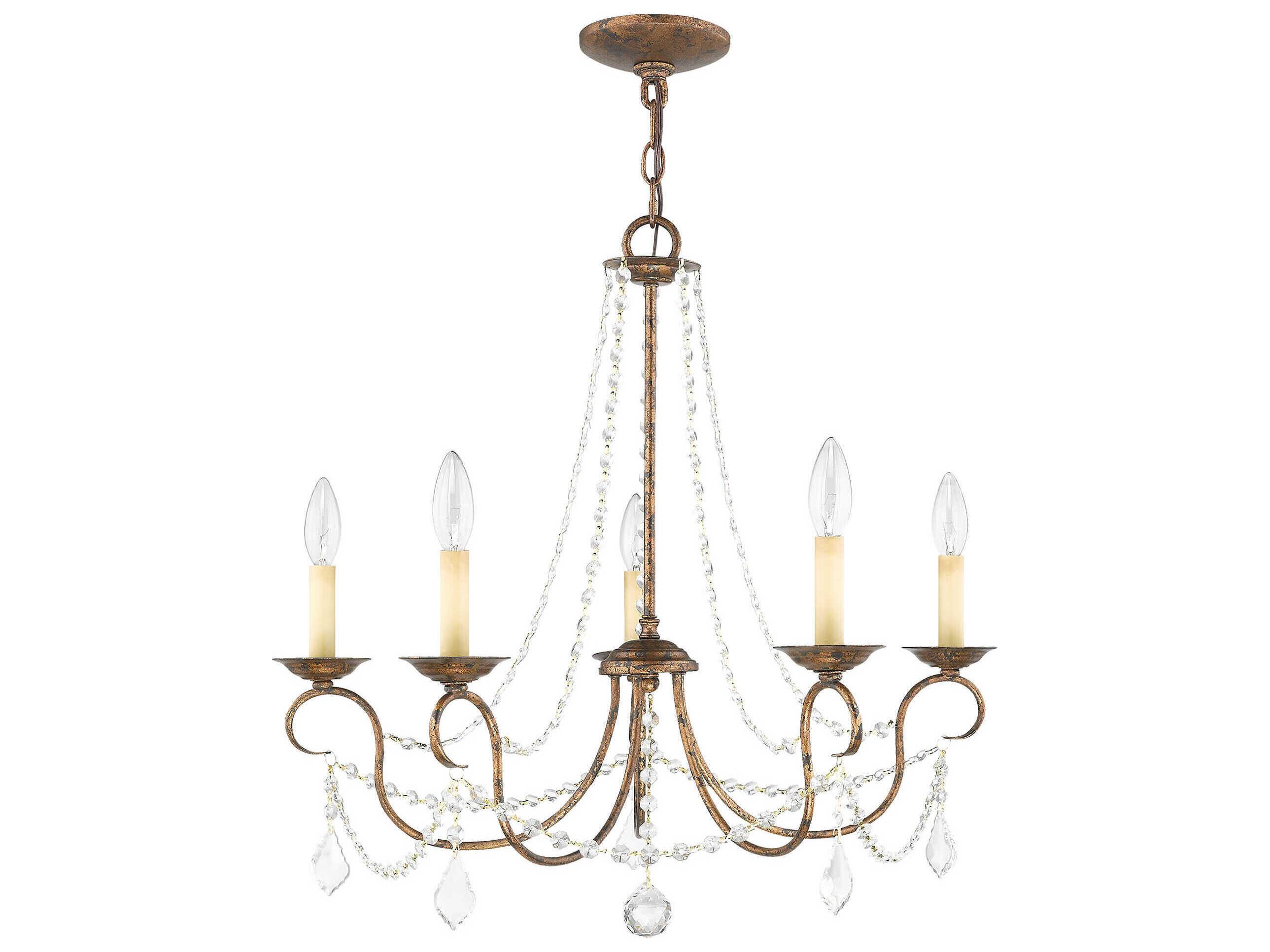 Livex Lighting Pennington 5-Light Hand Applied Venetian Golden Bronze Crystal Candelabra Chandelier