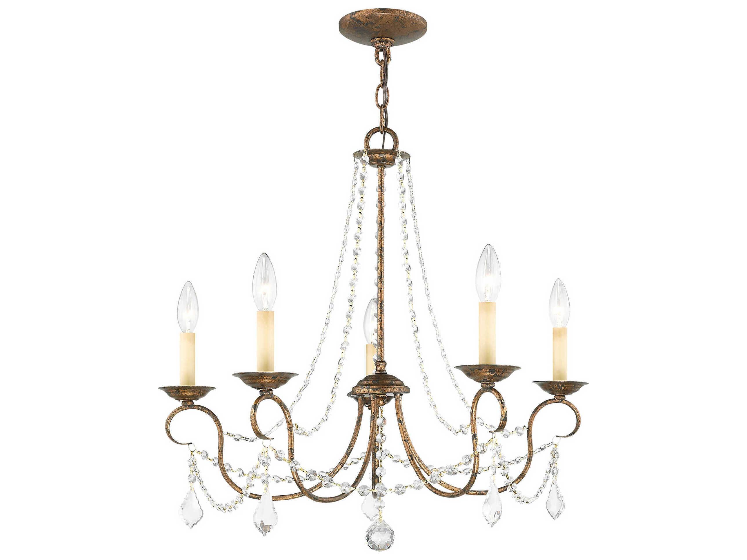 Livex Lighting Pennington 5-Light Hand Applied Venetian Golden Bronze Crystal Candelabra Chandelier