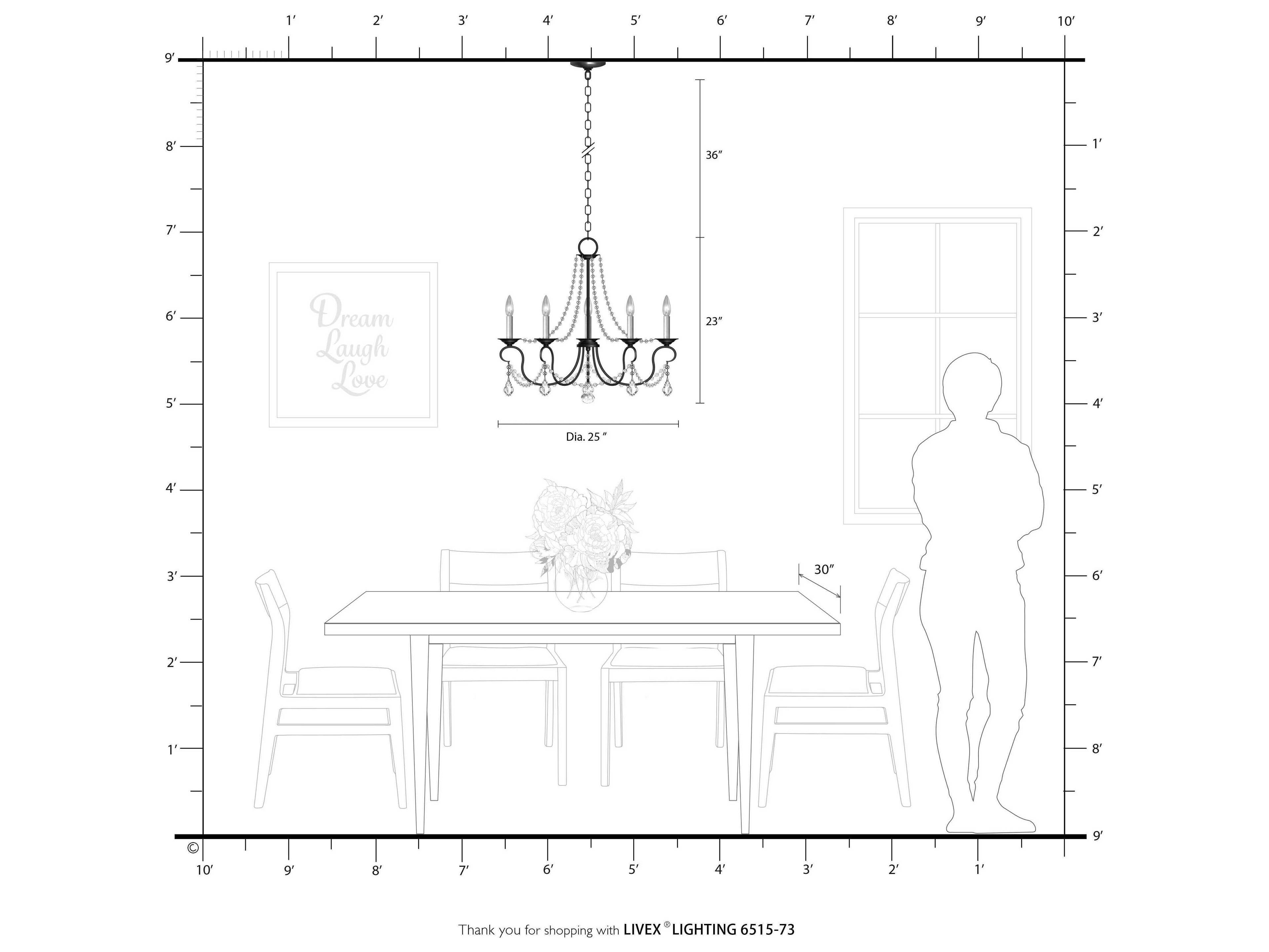 Livex Lighting Pennington 5-Light Hand Painted Antique Silver Leaf Crystal Candelabra Chandelier