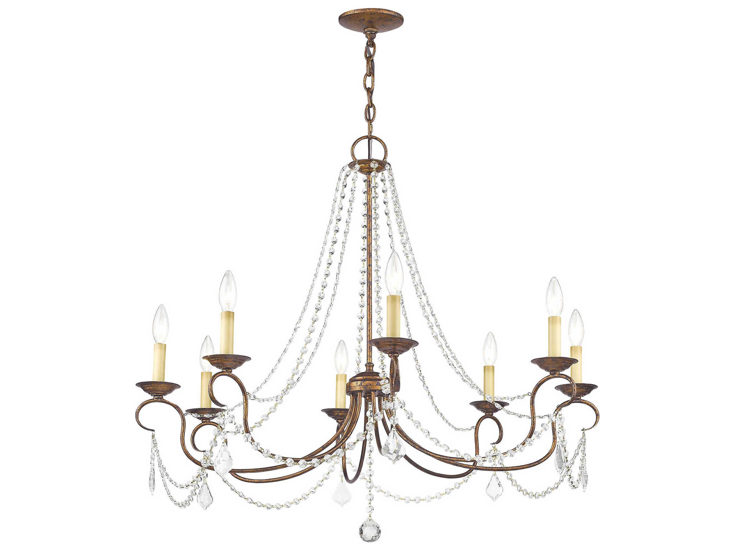 Livex Lighting Pennington 8-Light Hand Applied Venetian Golden Bronze Crystal Candelabra Chandelier