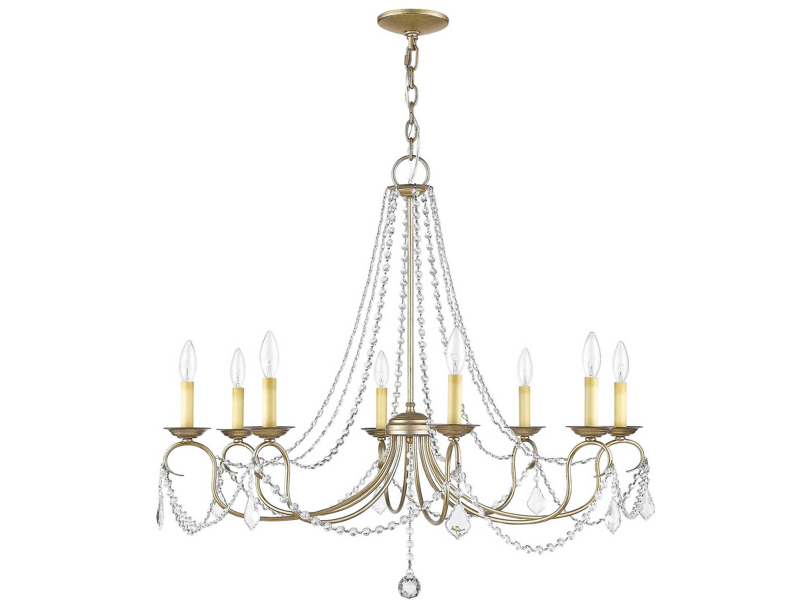 Livex Lighting Pennington 8-Light Hand Painted Antique Silver Leaf Crystal Candelabra Chandelier