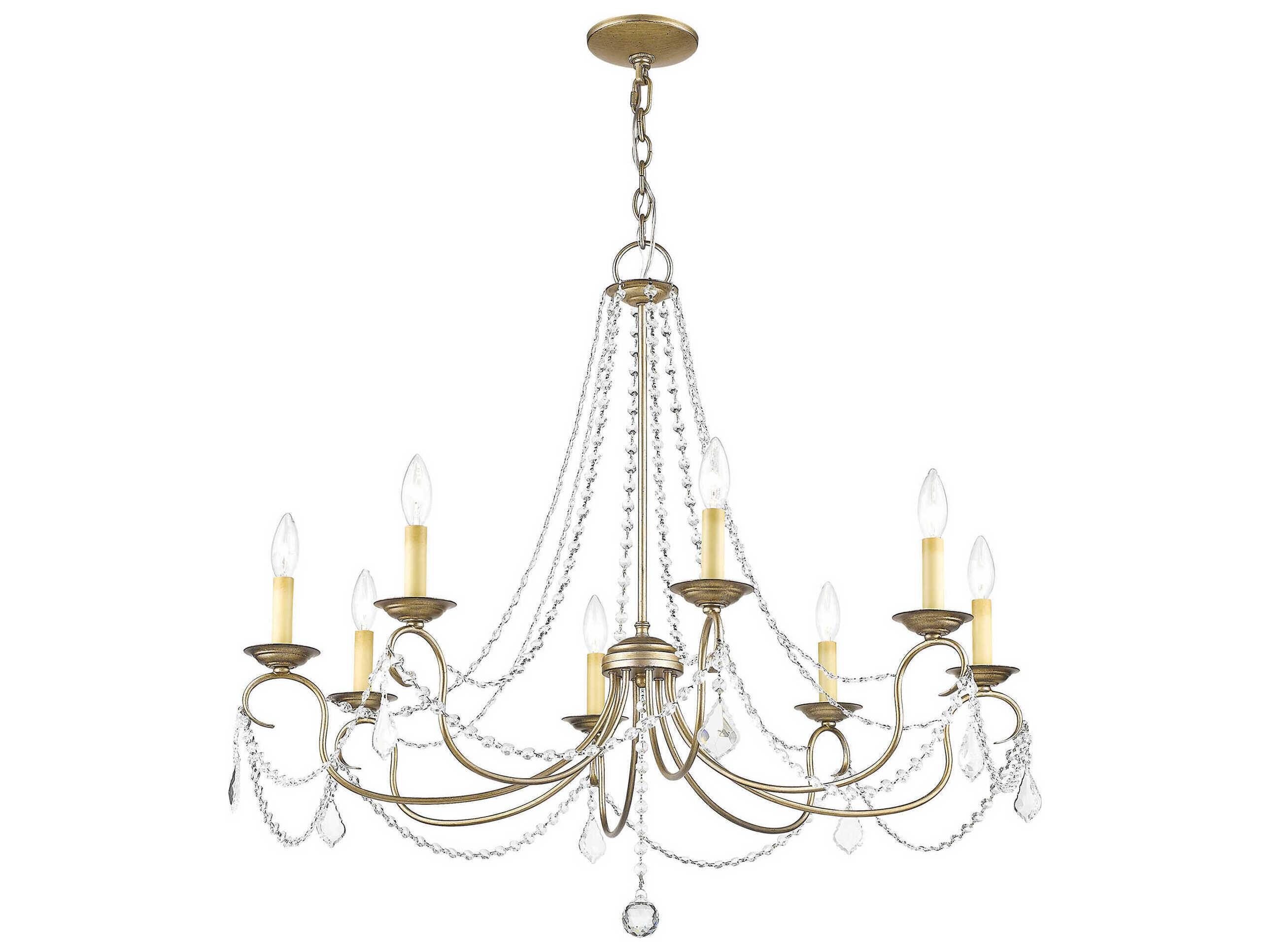 Livex Lighting Pennington 8-Light Hand Painted Antique Silver Leaf Crystal Candelabra Chandelier