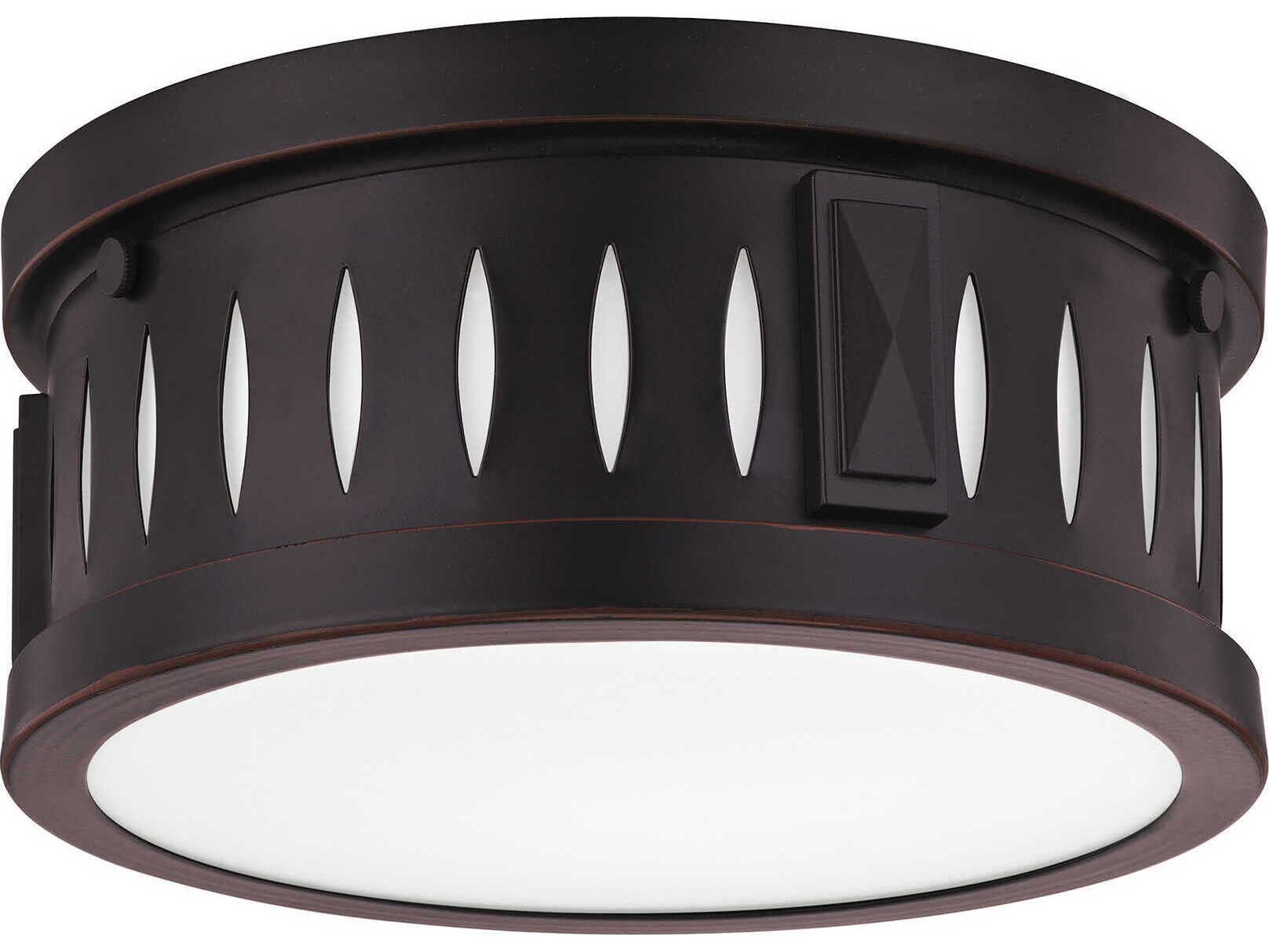 Livex Lighting Vista 2-Light Olde Bronze Glass Drum Flush Mount