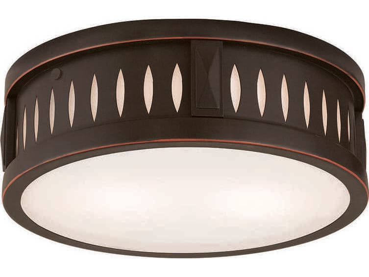 Livex Lighting Vista 2-Light Olde Bronze Glass Drum Flush Mount