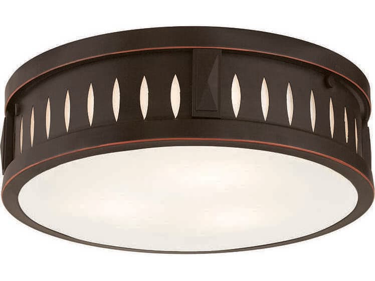 Livex Lighting Vista 3-Light Olde Bronze Glass Drum Flush Mount