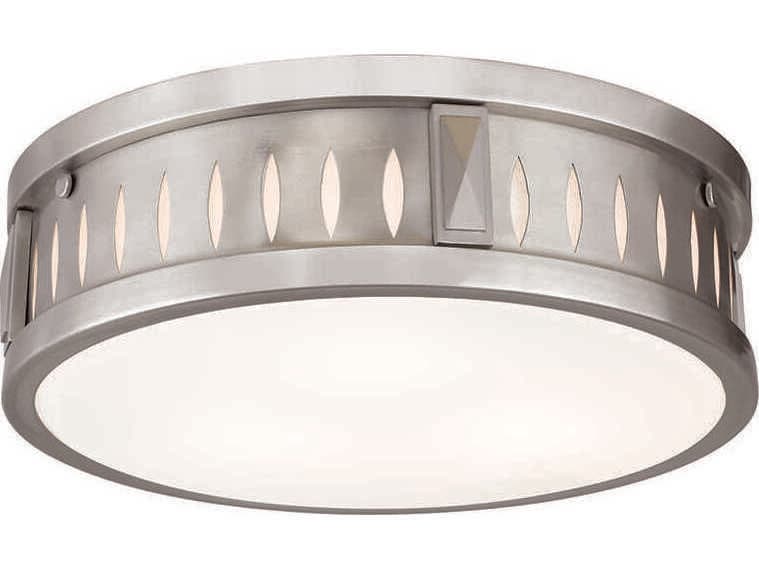 Livex Lighting Vista 3-Light Brushed Nickel Glass Drum Flush Mount