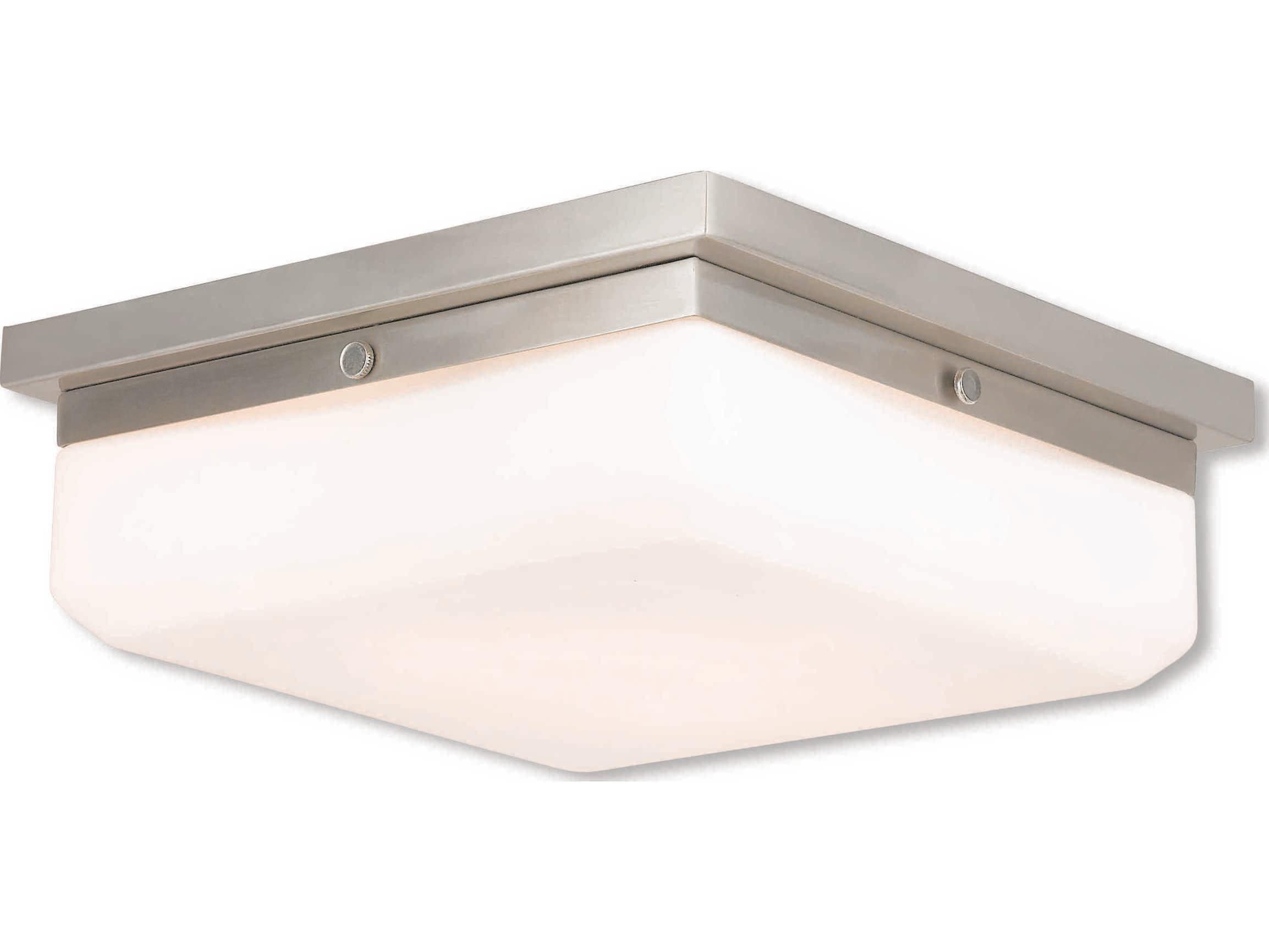 Livex Lighting Allure 3-Light Brushed Nickel White Glass Flush Mount