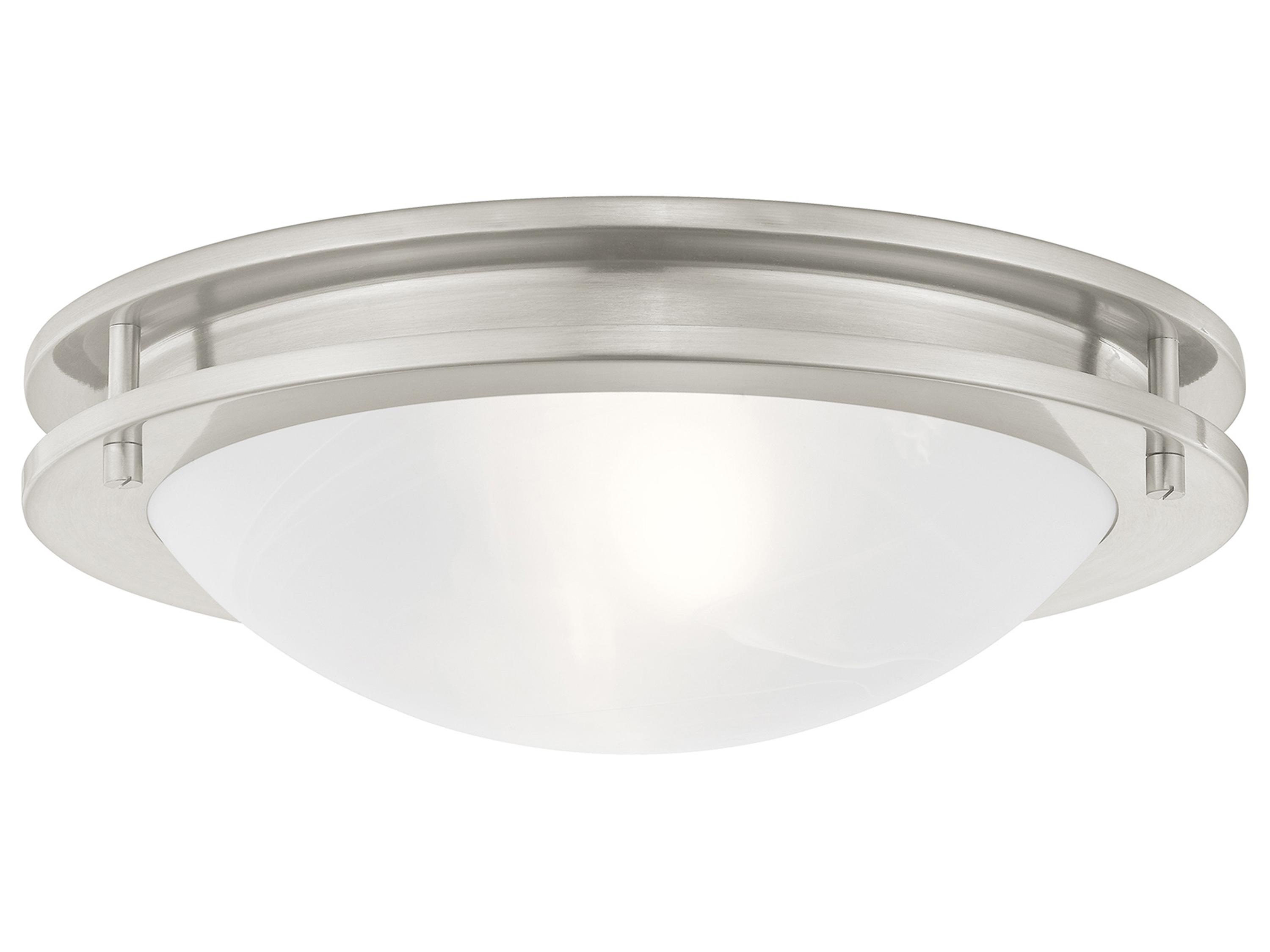 Livex Lighting Ariel 2-Light Brushed Nickel White Glass Bowl Flush Mount