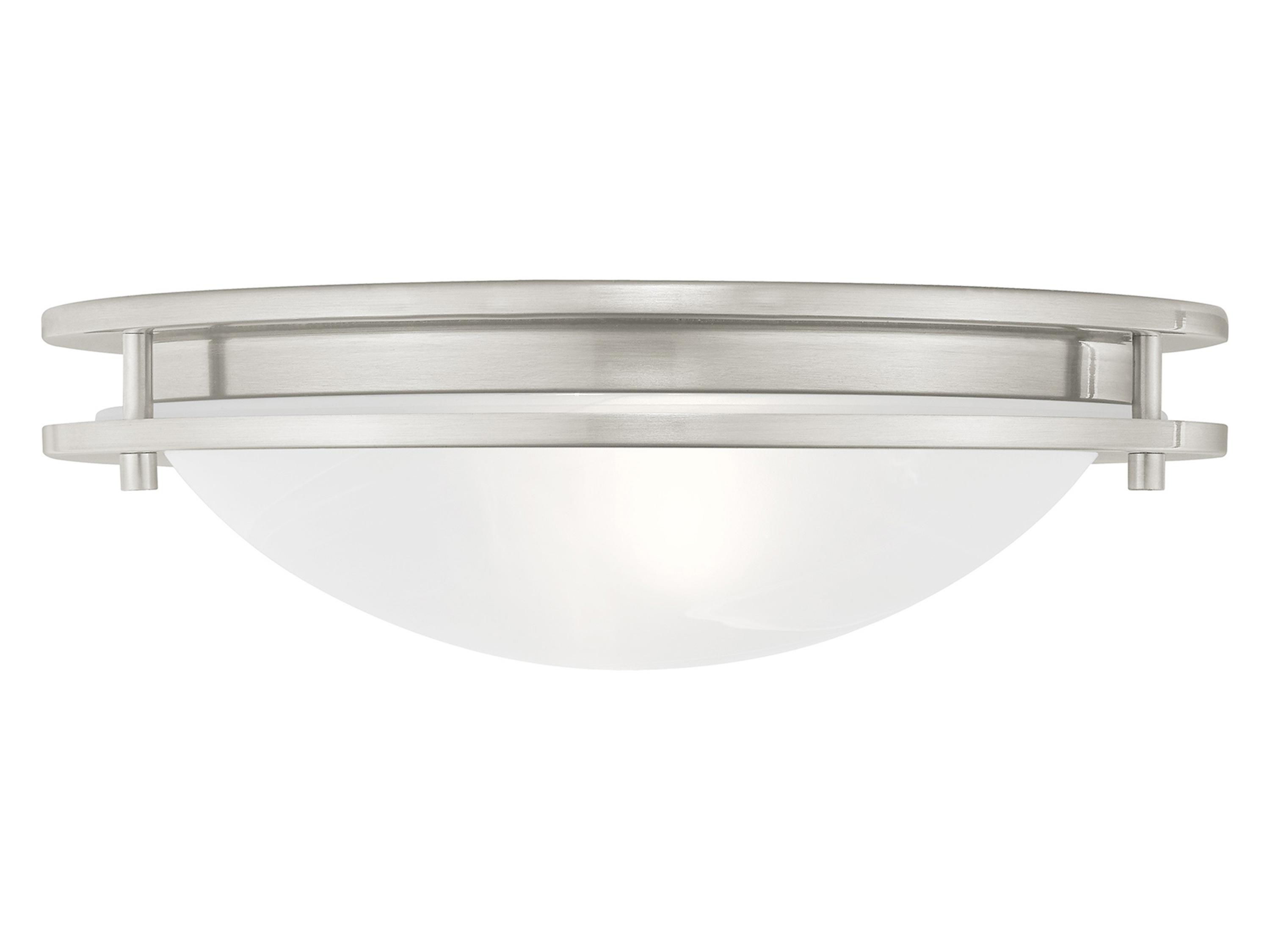 Livex Lighting Ariel 2-Light Brushed Nickel White Glass Bowl Flush Mount