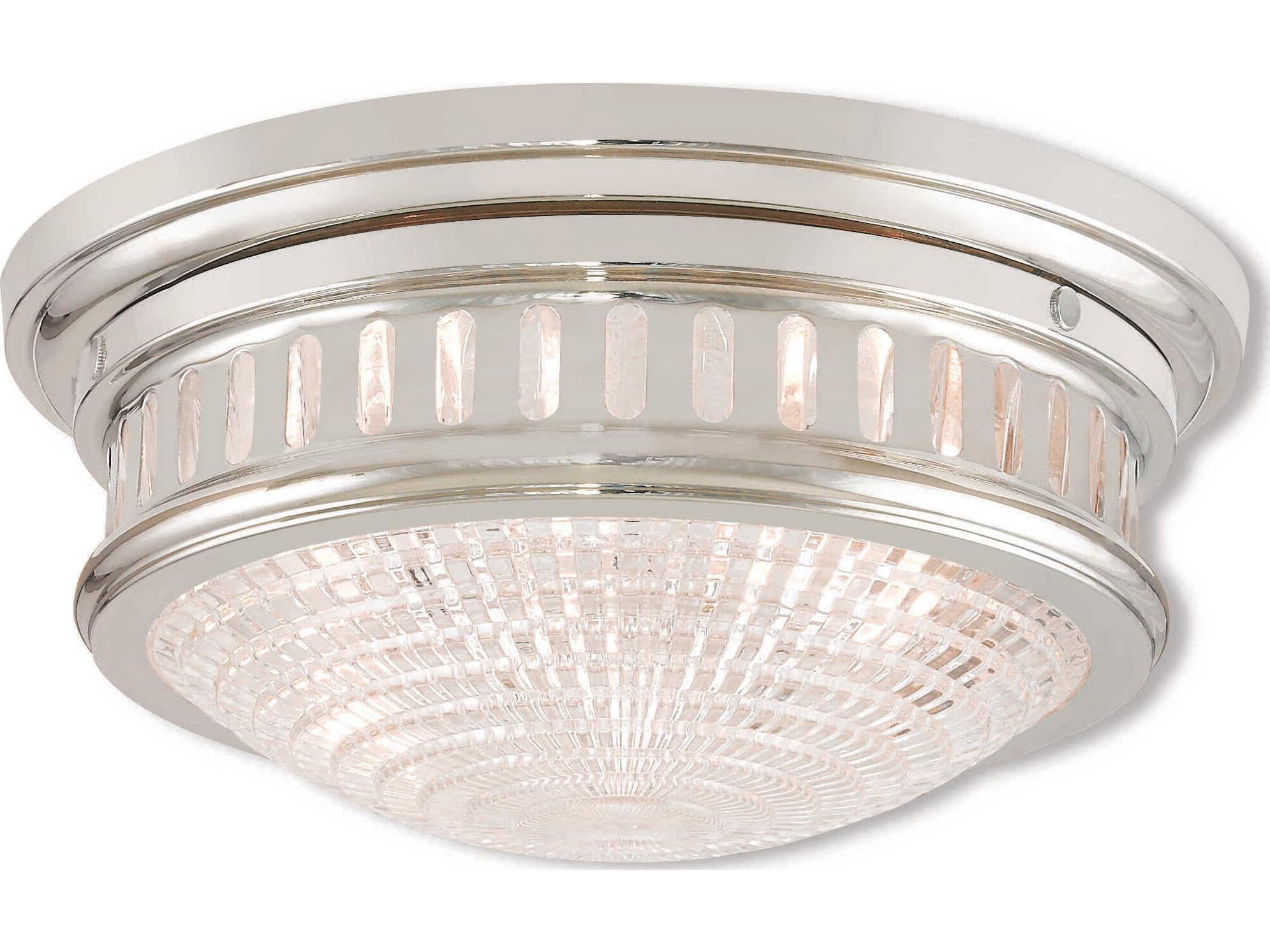 Livex Lighting Berwick 2-Light Polished Nickel Glass Bowl Flush Mount
