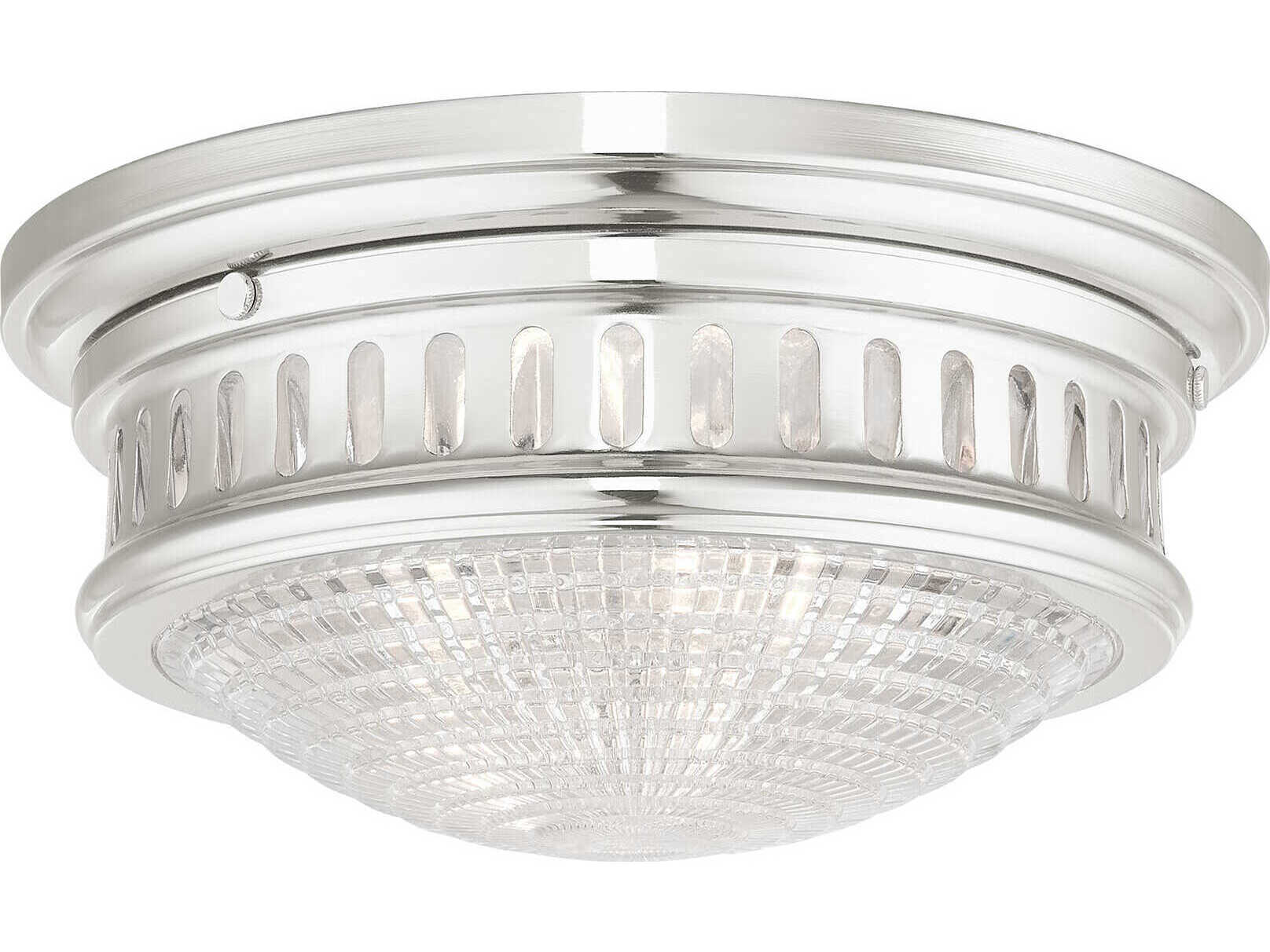 Livex Lighting Berwick 2-Light Polished Nickel Glass Bowl Flush Mount