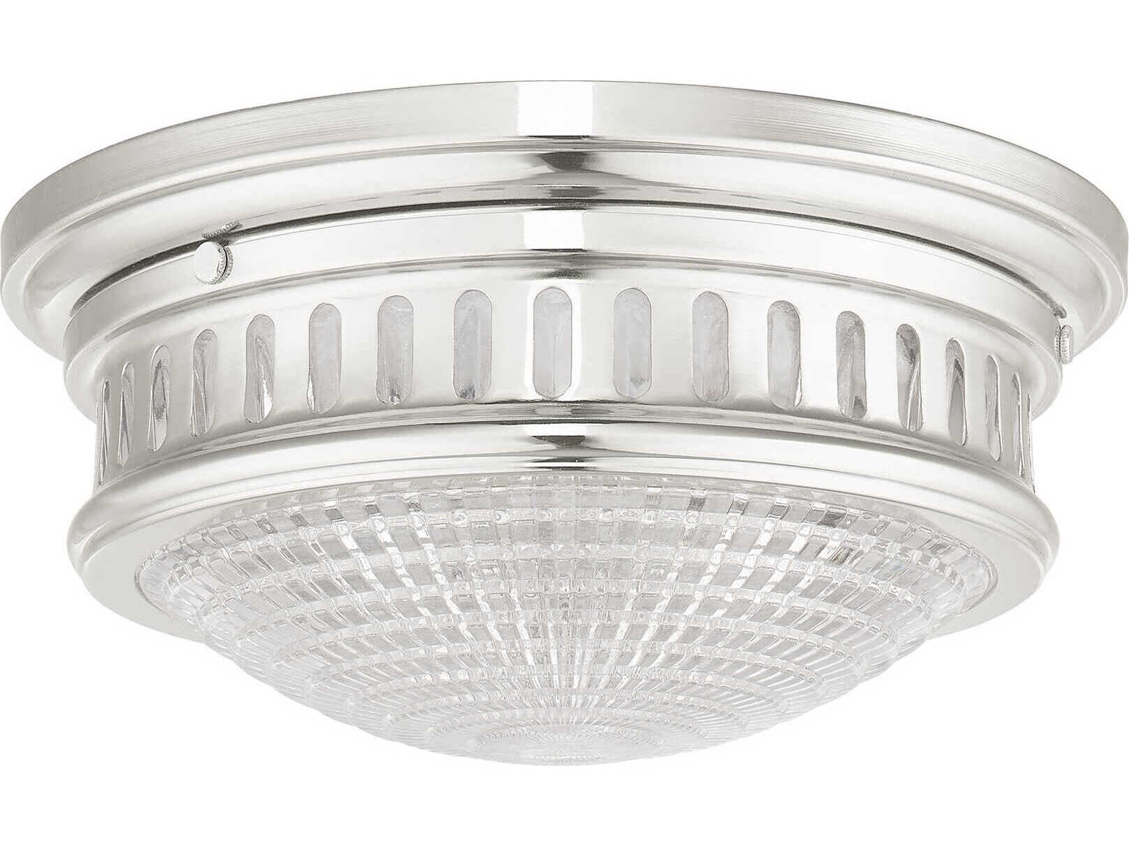 Livex Lighting Berwick 2-Light Polished Nickel Glass Bowl Flush Mount