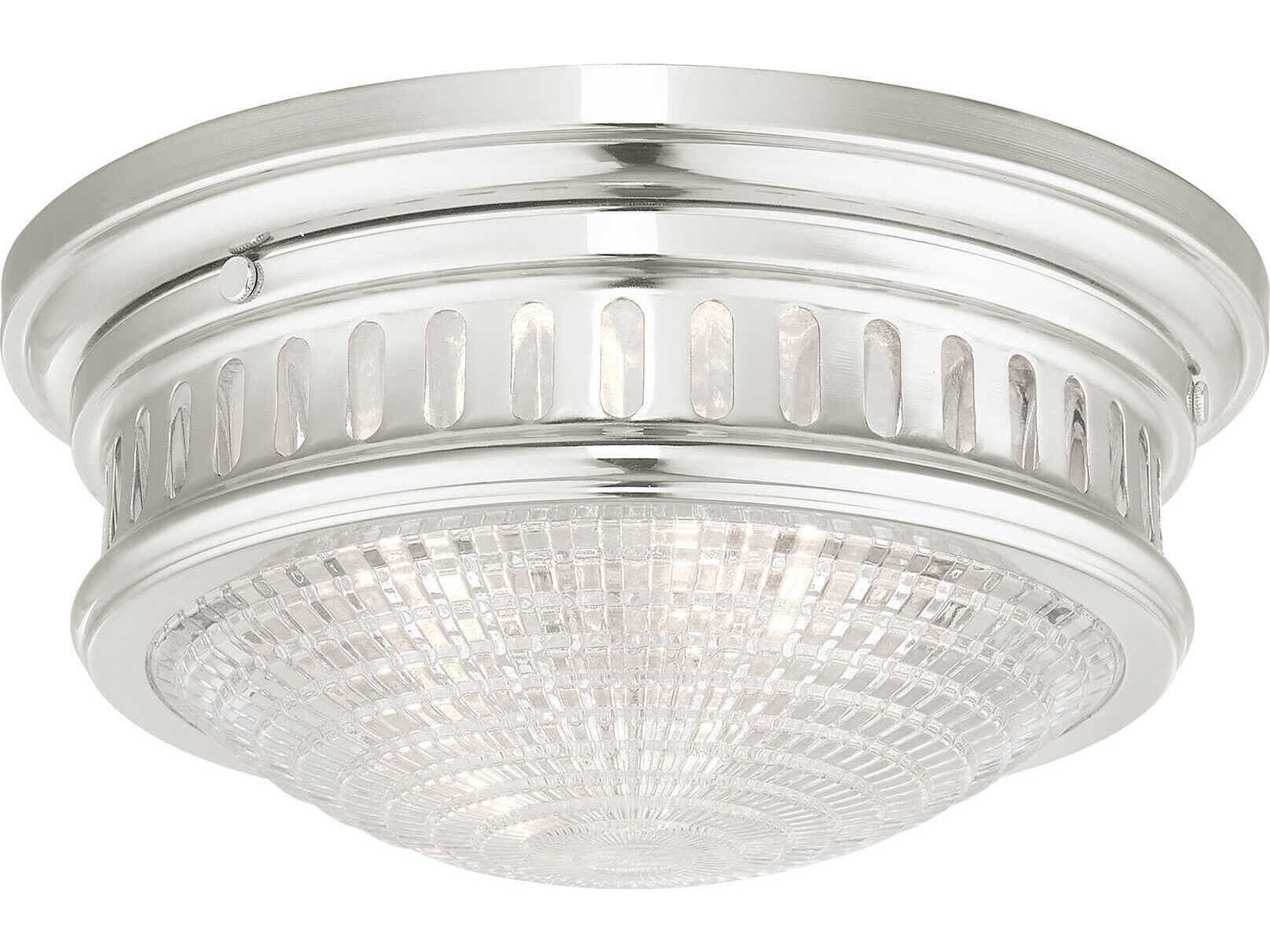 Livex Lighting Berwick 2-Light Polished Nickel Glass Bowl Flush Mount