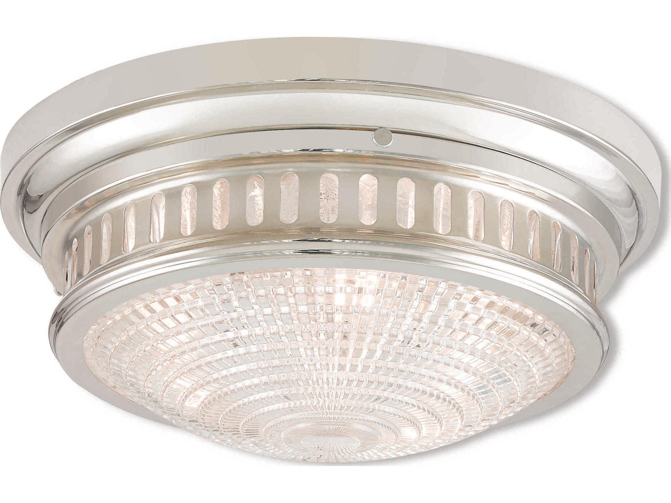 Livex Lighting Berwick 3-Light Polished Nickel Glass Bowl Flush Mount