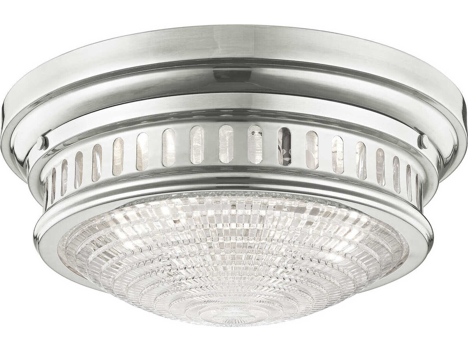 Livex Lighting Berwick 3-Light Polished Nickel Glass Bowl Flush Mount