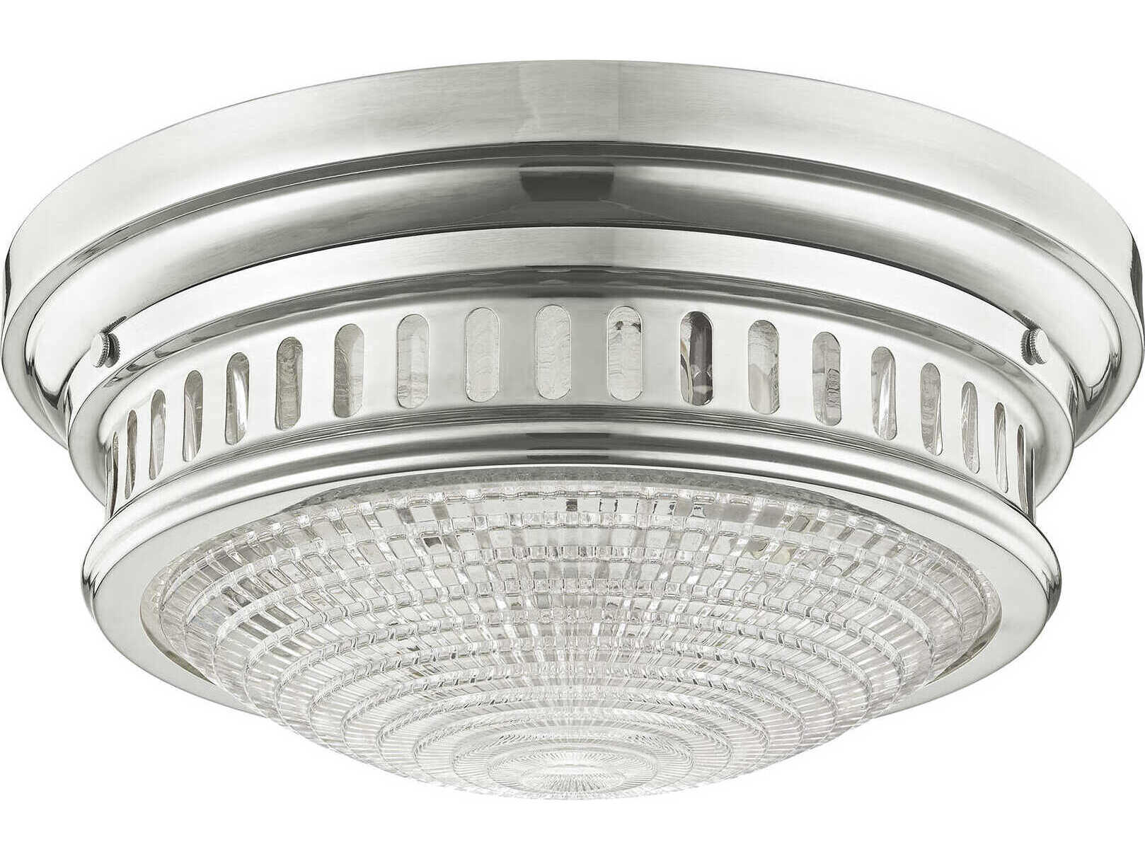 Livex Lighting Berwick 3-Light Polished Nickel Glass Bowl Flush Mount
