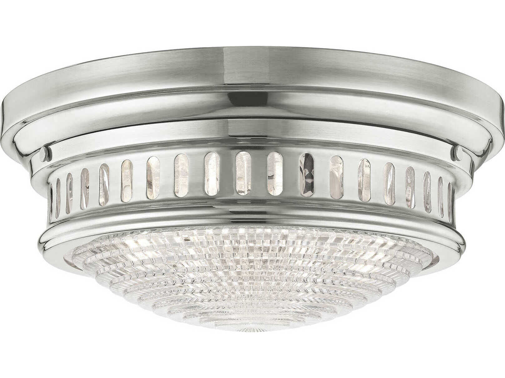 Livex Lighting Berwick 3-Light Polished Nickel Glass Bowl Flush Mount