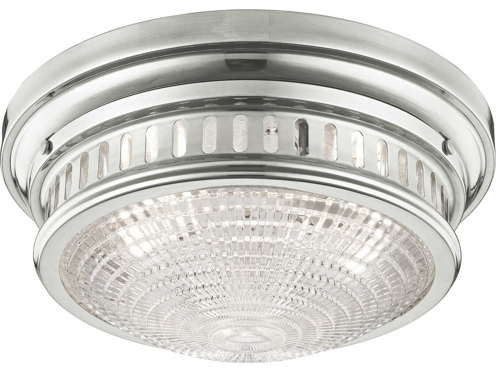 Livex Lighting Berwick 3-Light Polished Nickel Glass Bowl Flush Mount