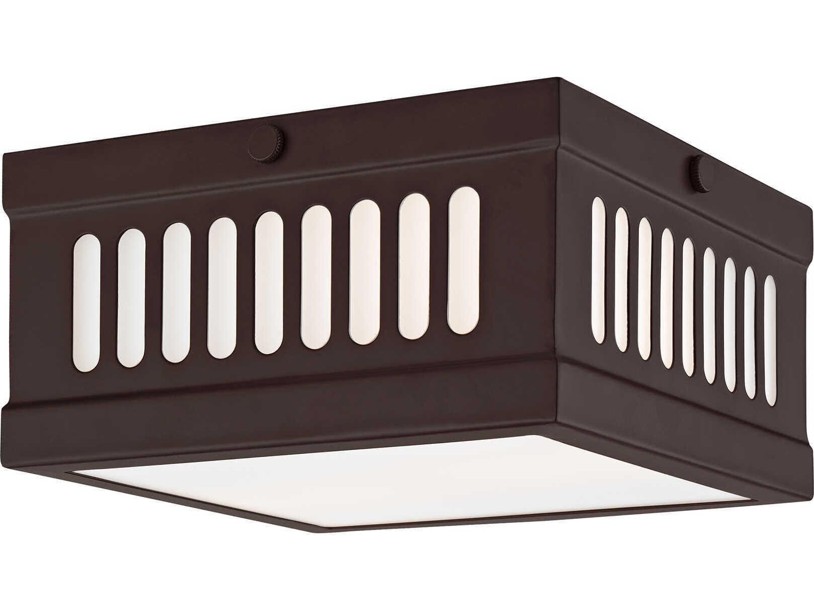 Livex Lighting Prentice 2-Light Bronze Glass Flush Mount