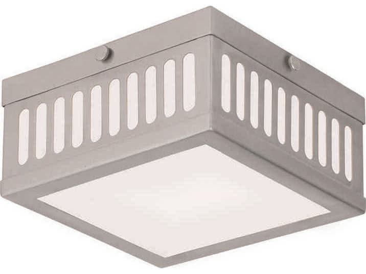 Livex Lighting Prentice 2-Light Brushed Nickel Glass Flush Mount