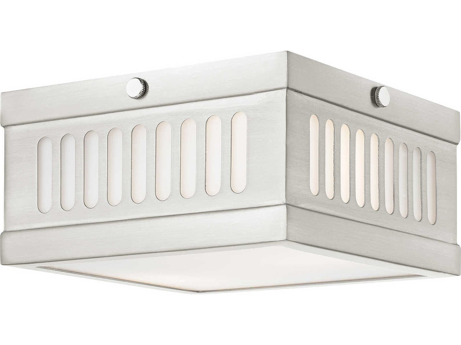 Livex Lighting Prentice 2-Light Brushed Nickel Glass Flush Mount