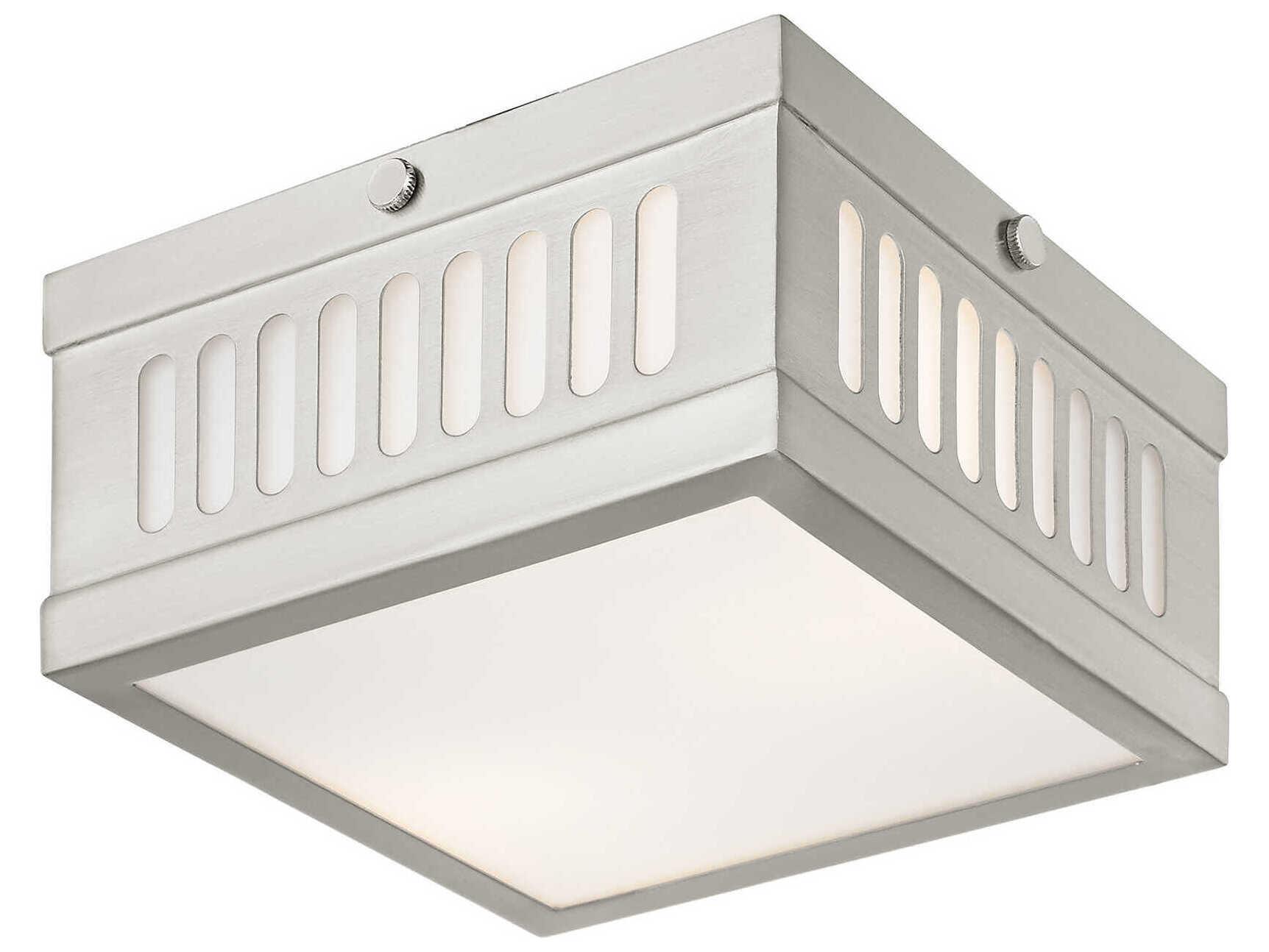 Livex Lighting Prentice 2-Light Brushed Nickel Glass Flush Mount