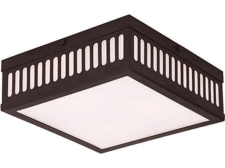 Livex Lighting Prentice 3-Light Bronze White Glass Flush Mount