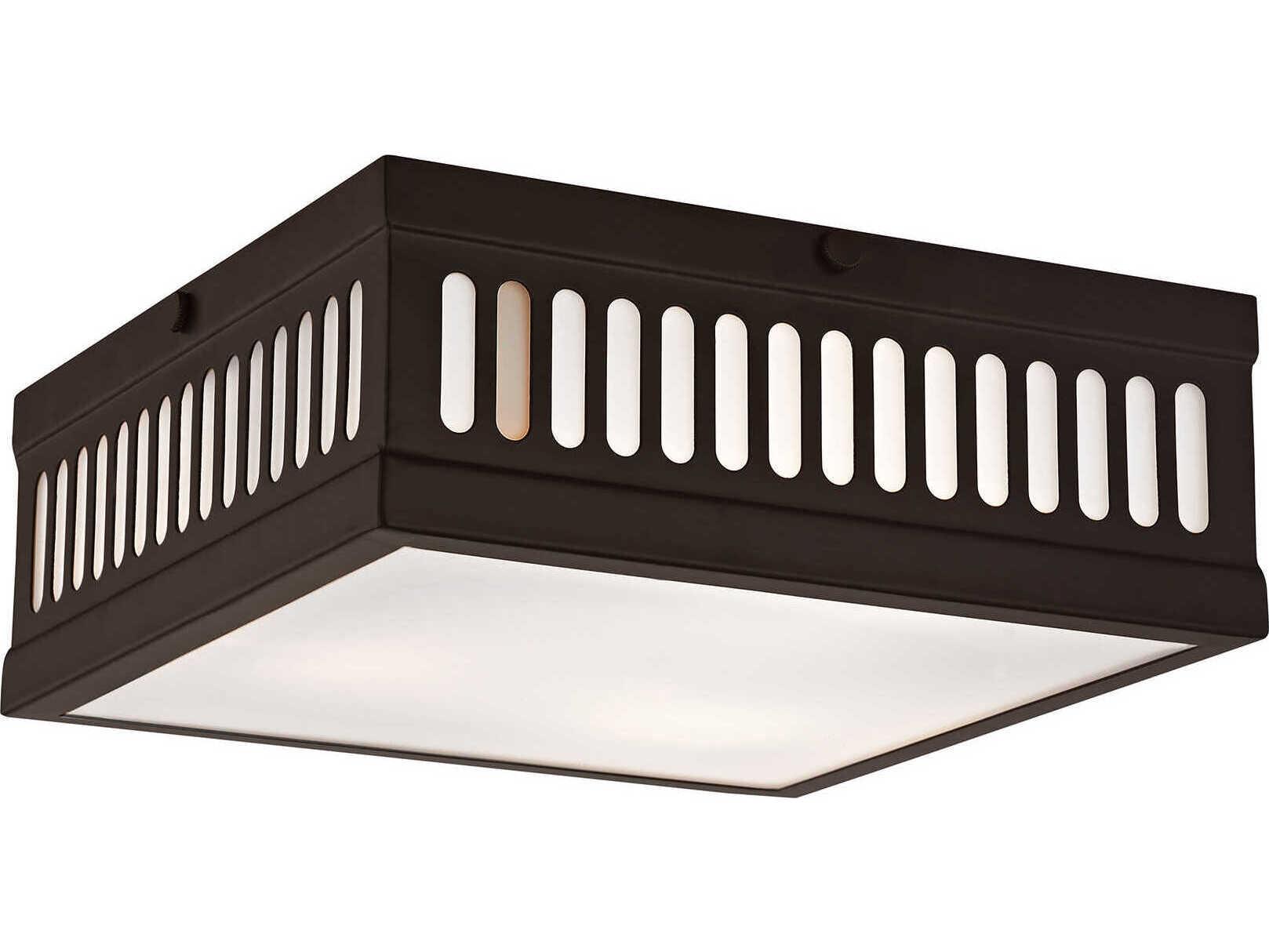 Livex Lighting Prentice 3-Light Bronze White Glass Flush Mount