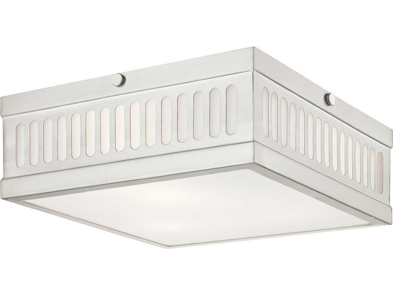 Livex Lighting Prentice 3-Light Brushed Nickel Glass Geometric Flush Mount