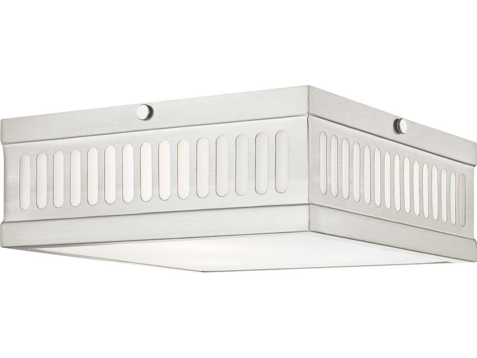 Livex Lighting Prentice 3-Light Brushed Nickel Glass Geometric Flush Mount