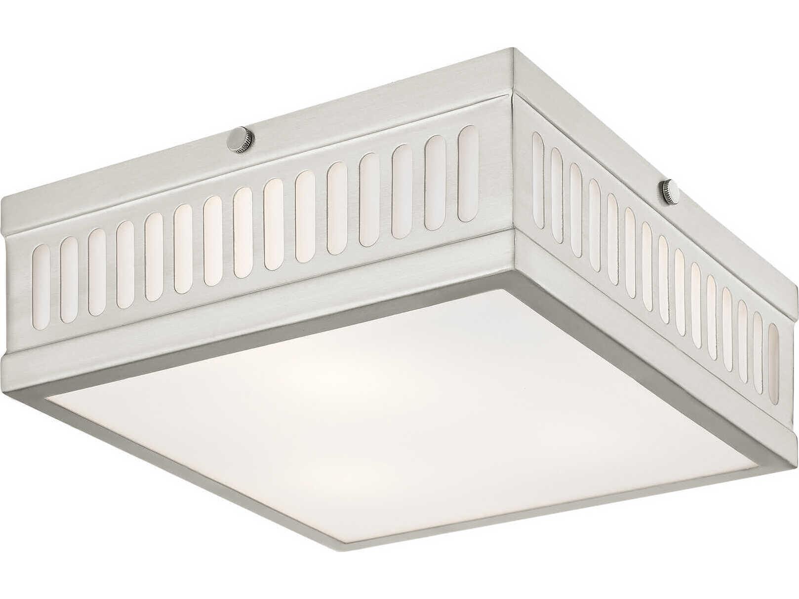 Livex Lighting Prentice 3-Light Brushed Nickel Glass Geometric Flush Mount