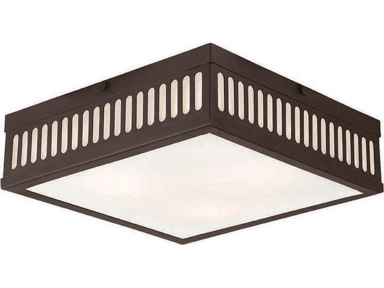 Livex Lighting Prentice 3-Light Bronze Glass Flush Mount