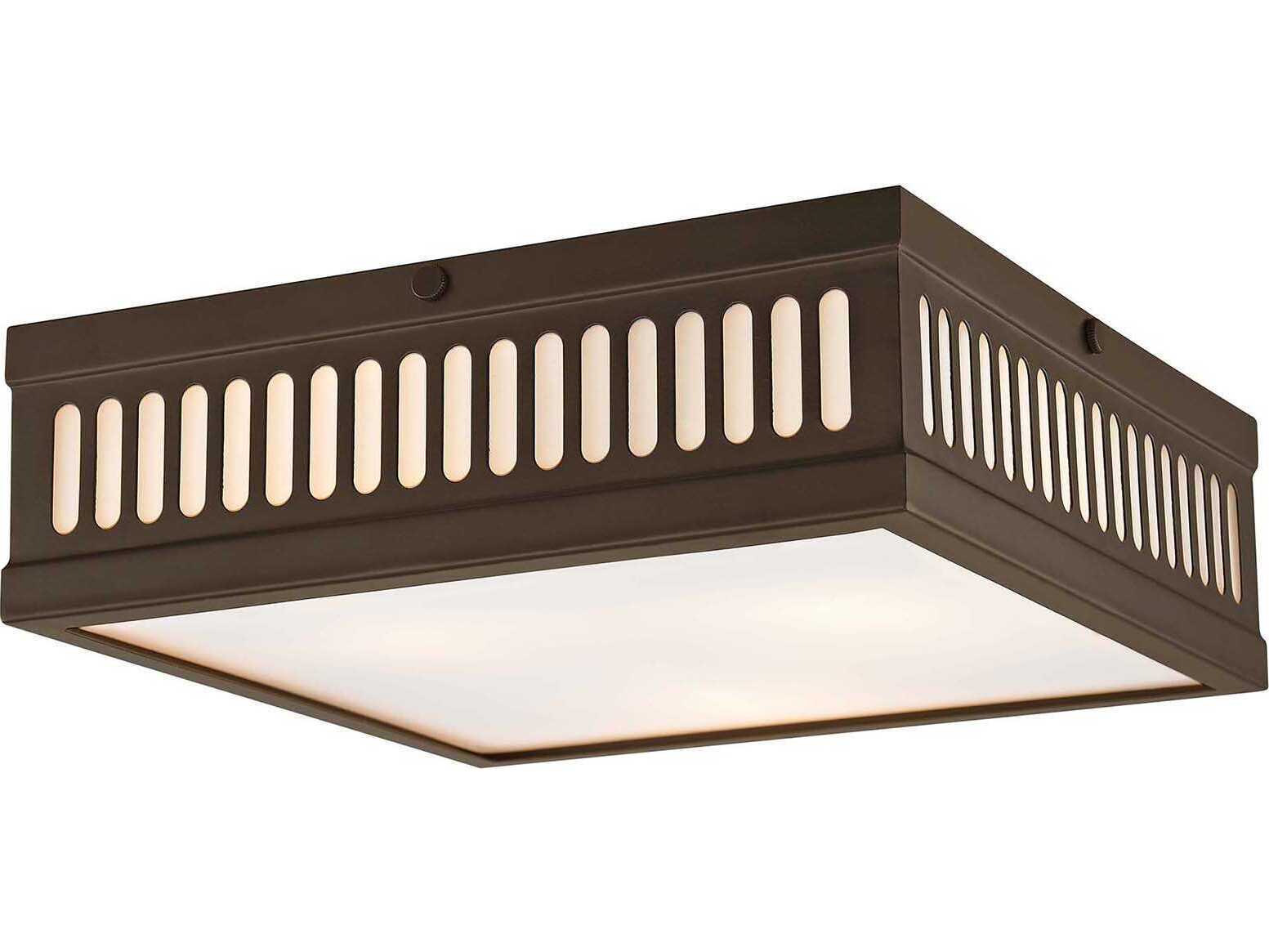 Livex Lighting Prentice 3-Light Bronze Glass Flush Mount