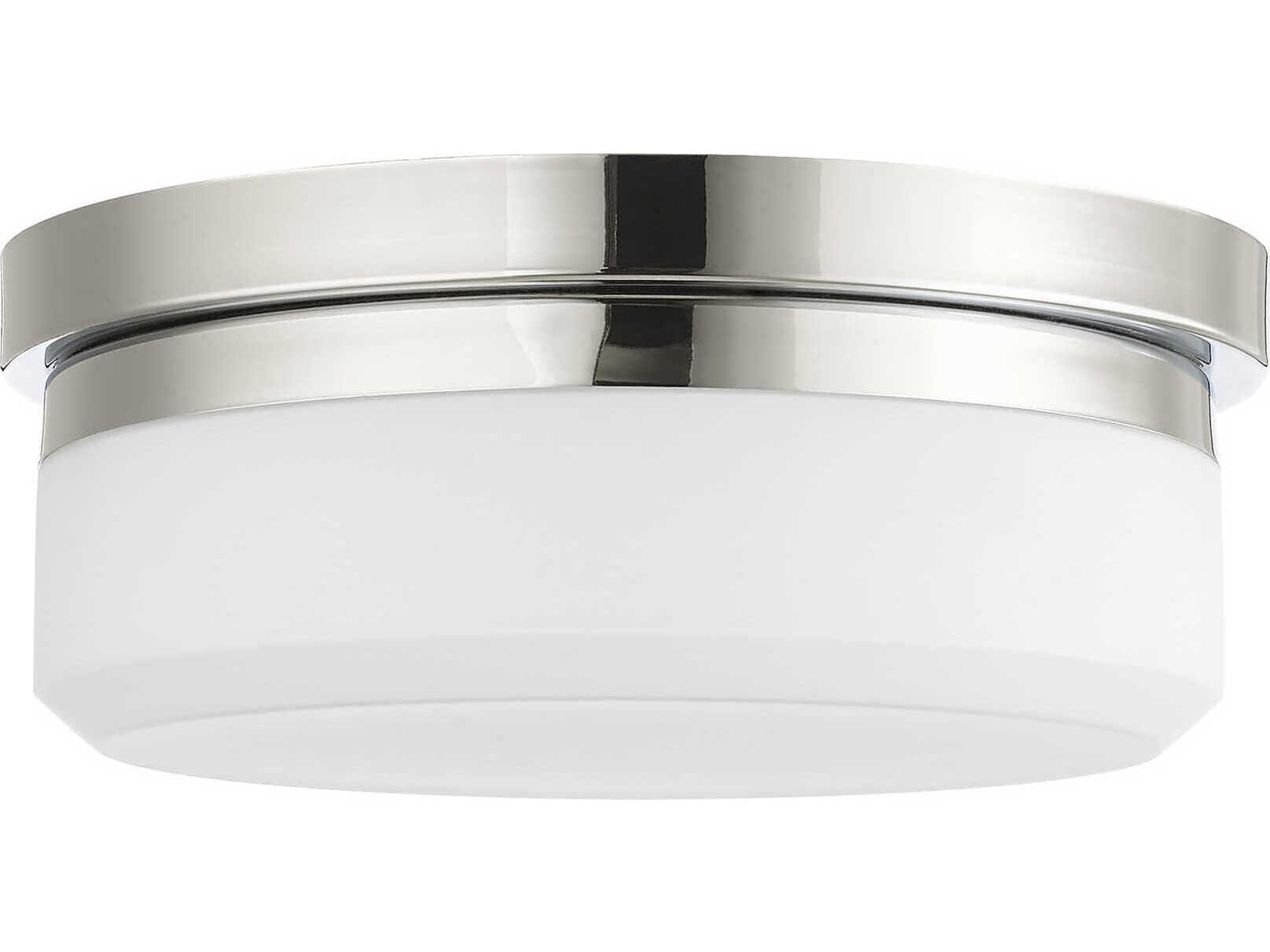 Livex Lighting Stratus 2-Light Polished Chrome White Glass Drum Flush Mount