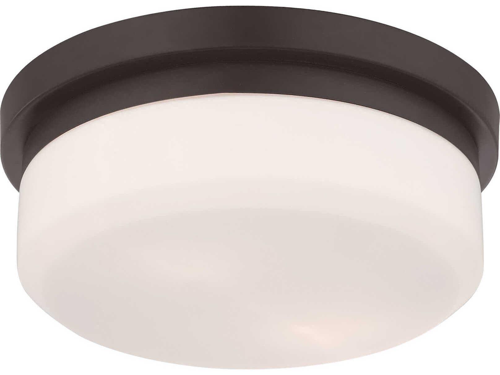 Livex Lighting Stratus 2-Light Bronze Glass Flush Mount