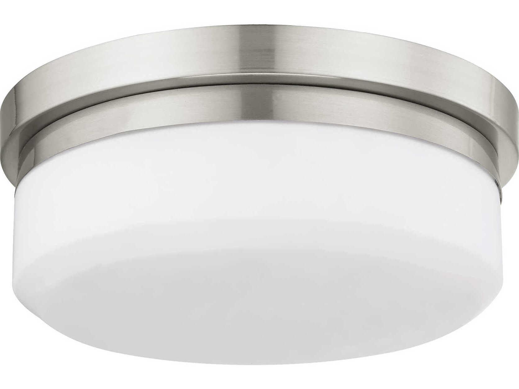 Livex Lighting Stratus 2-Light Brushed Nickel Glass Drum Flush Mount